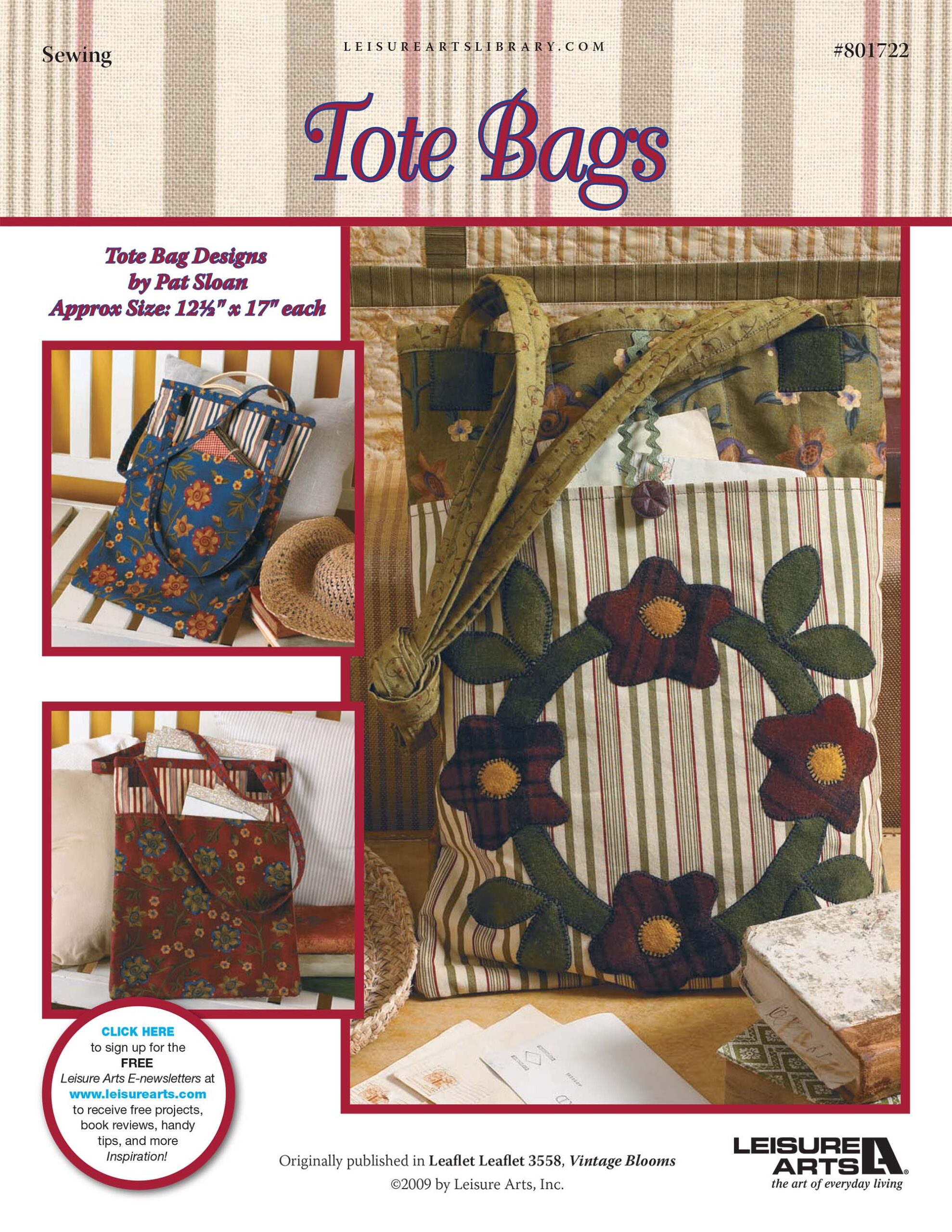 Leisure Arts Vintage Blooms Tote Bags Quilt ePattern