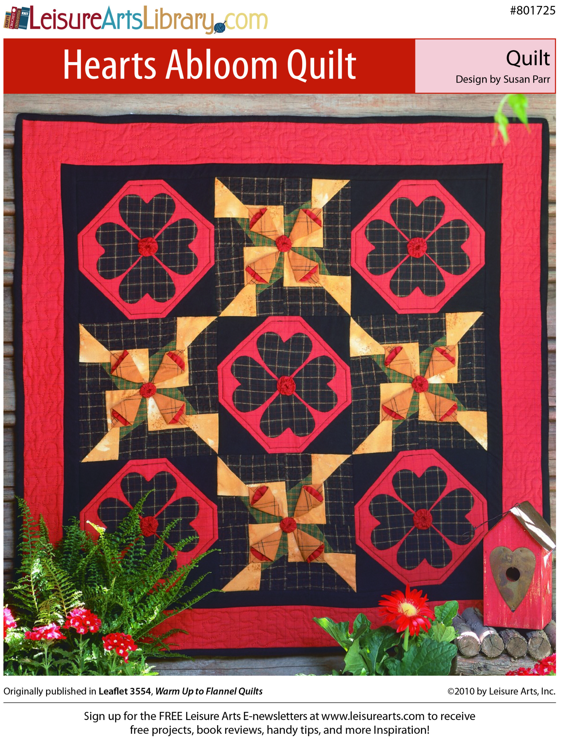 Leisure Arts Warm Up To Flannel Hearts Abloom Quilt ePattern