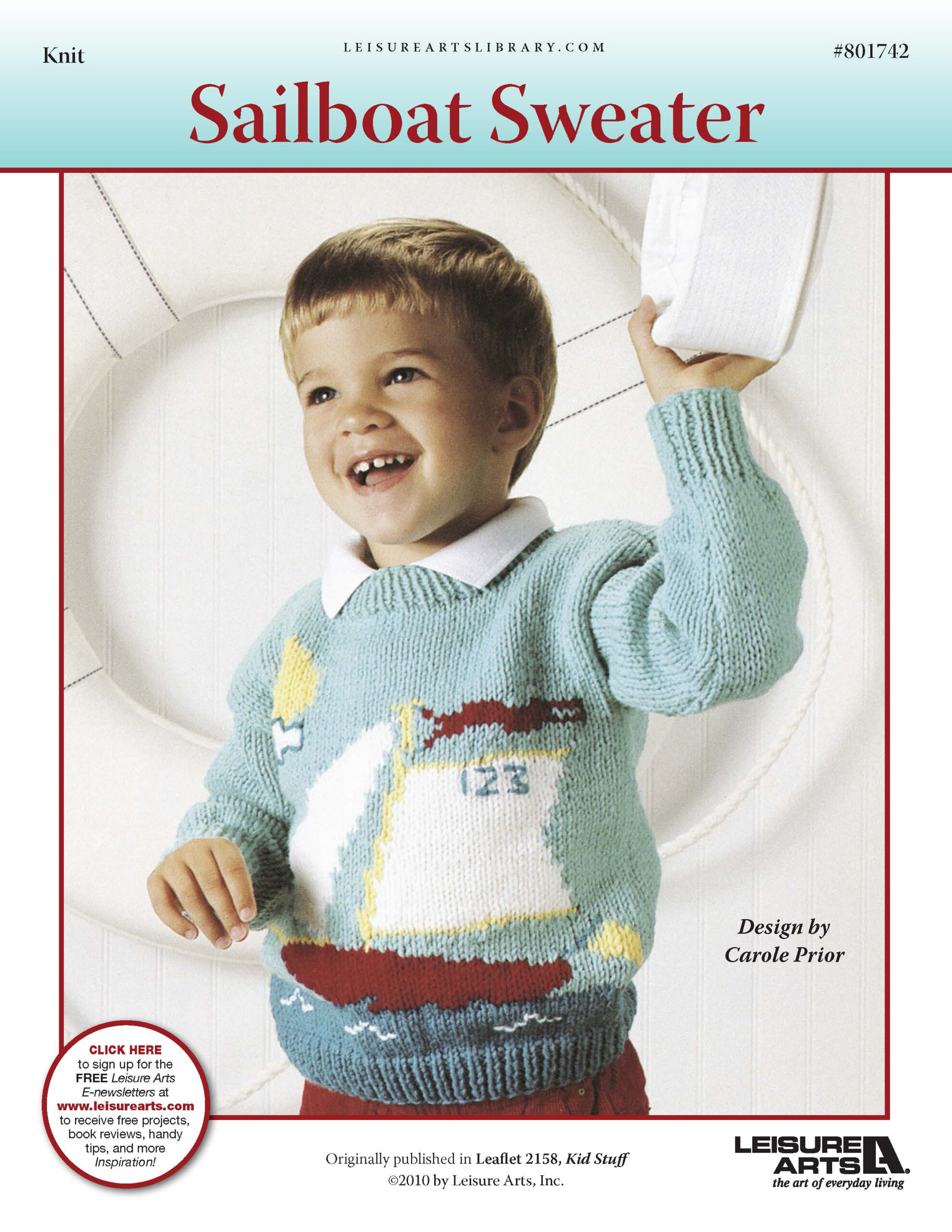 Leisure Arts Kid Stuff Sailboat Sweater Knit ePattern