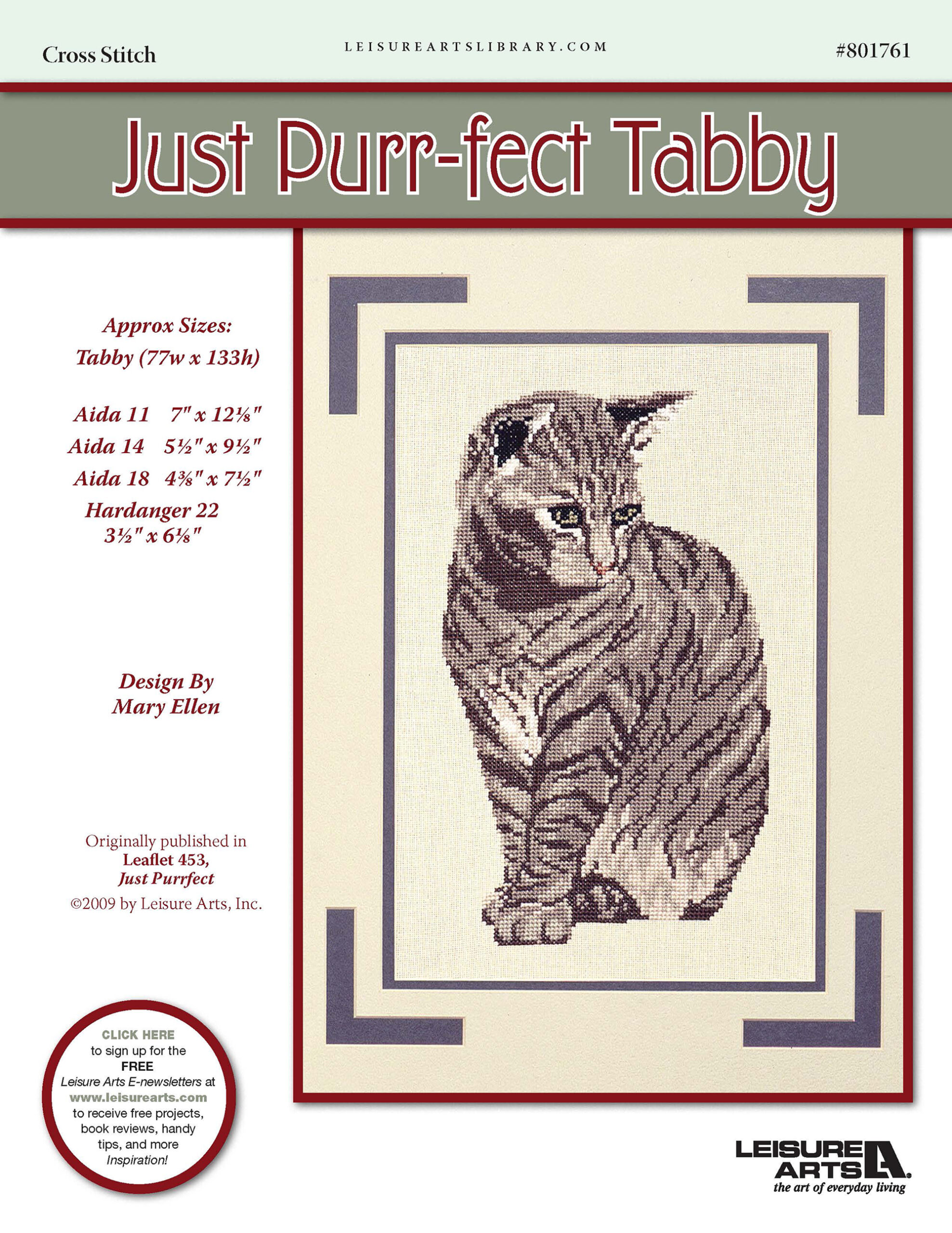 Leisure Arts Just Purrfect Tabby Cross Stitch ePattern