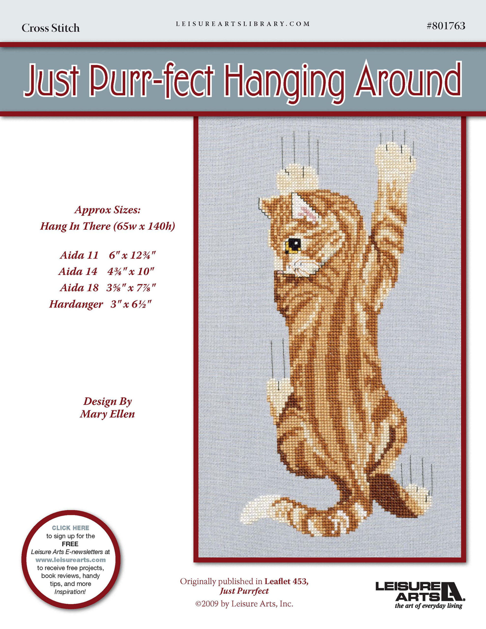 Leisure Arts Just Purrfect Hanging Around Cross Stitch ePattern