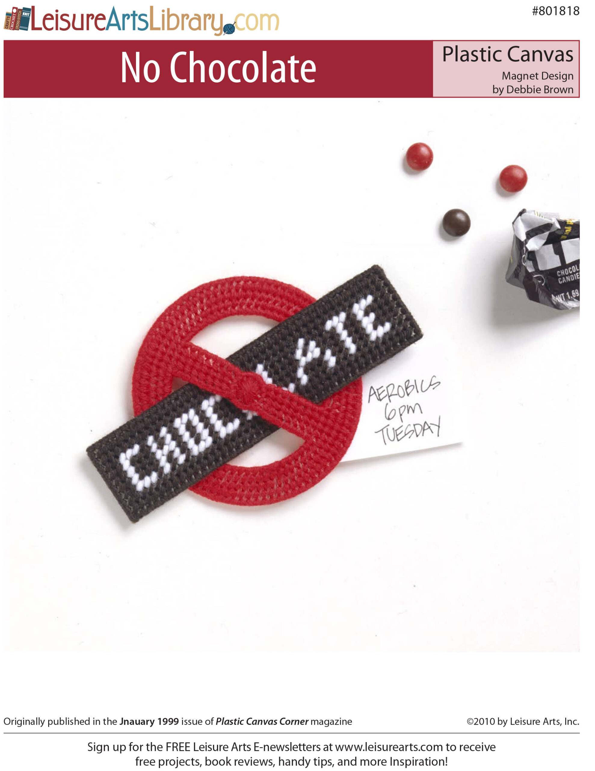Leisure Arts No Chocolate Magnet Plastic Canvas ePattern
