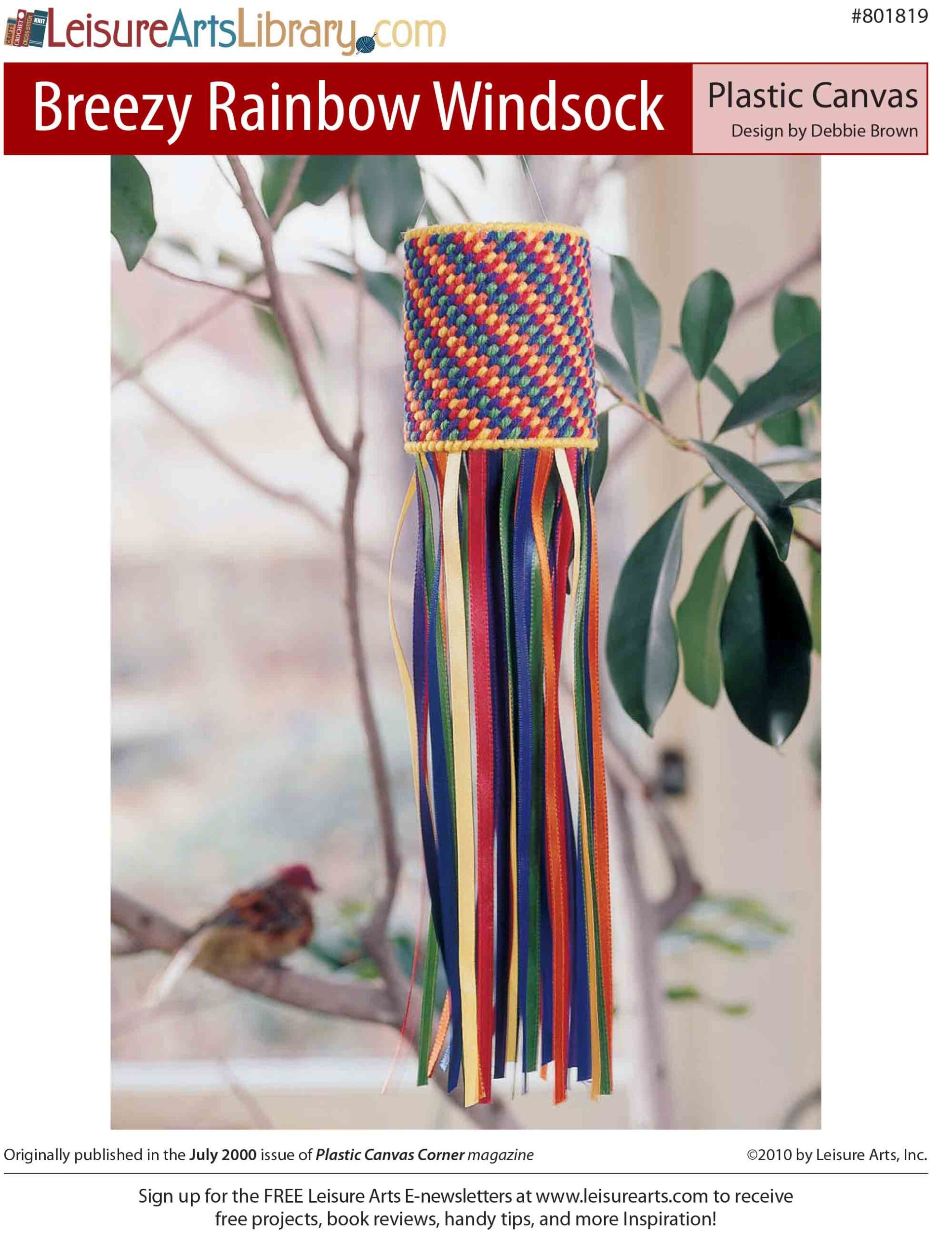 Leisure Arts Breezy Rainbow Windsock Plastic Canvas ePattern