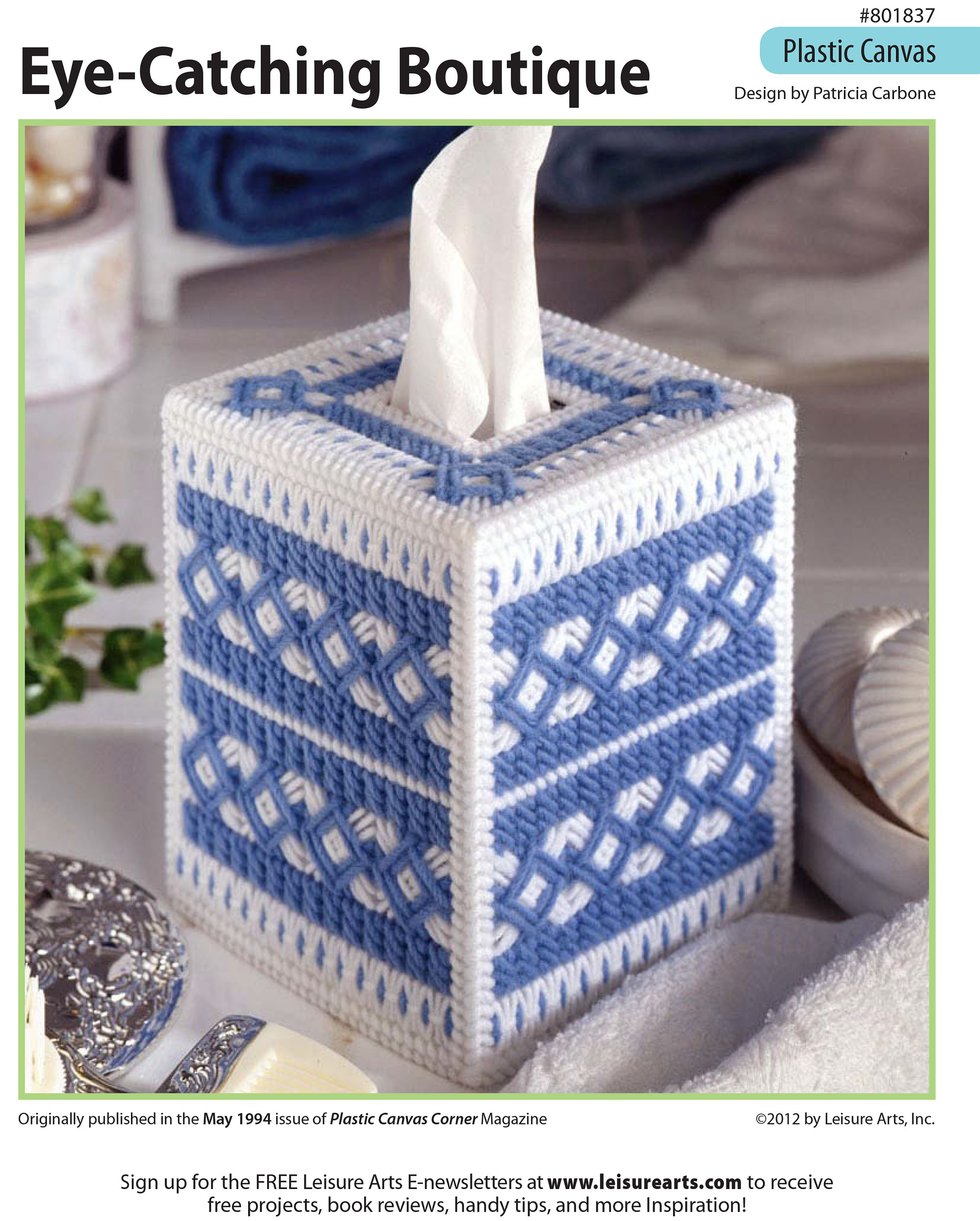 Leisure Arts EyeCatching Boutique Tissue Box Cover Plastic Canvas ePattern