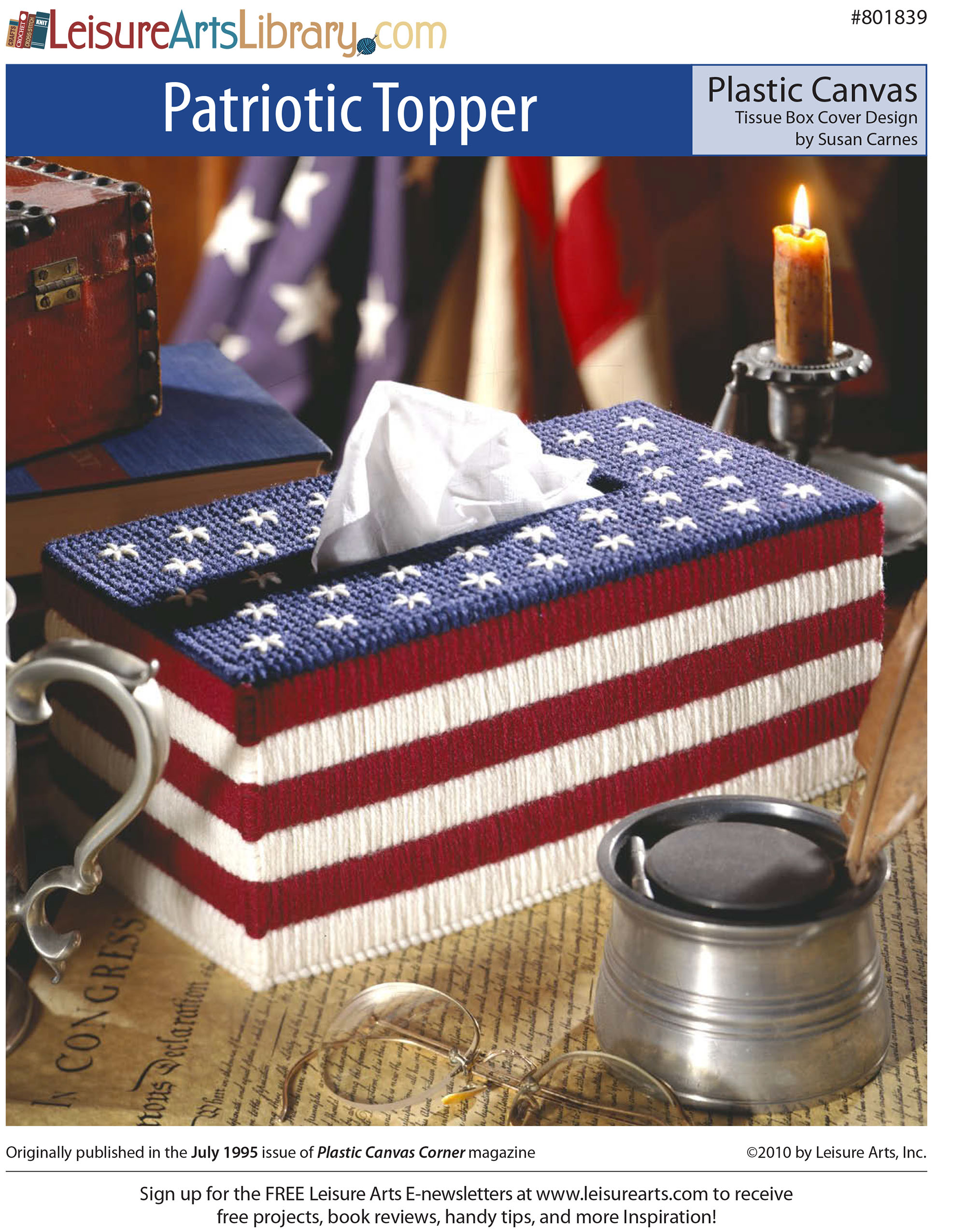 Leisure Arts Patriotic Topper Tissue Box Cover Plastic Canvas ePattern