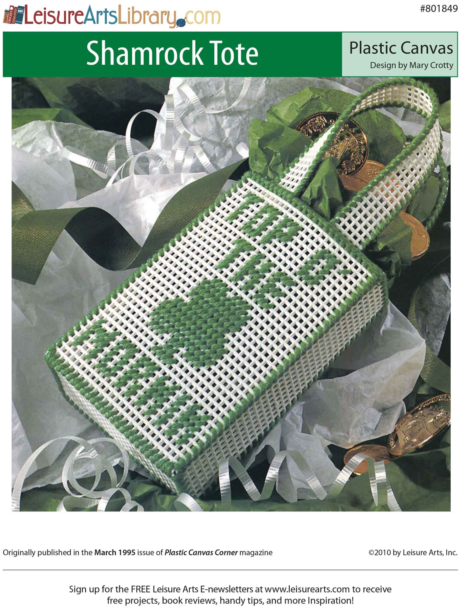 Leisure Arts Shamrock Tote Plastic Canvas ePattern