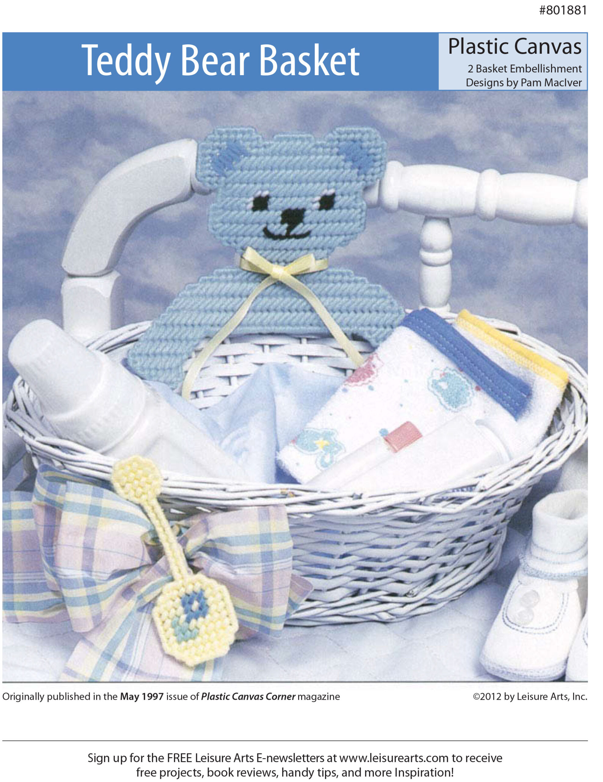 Leisure Arts Teddy Bear Basket Embellishments Plastic Canvas ePattern
