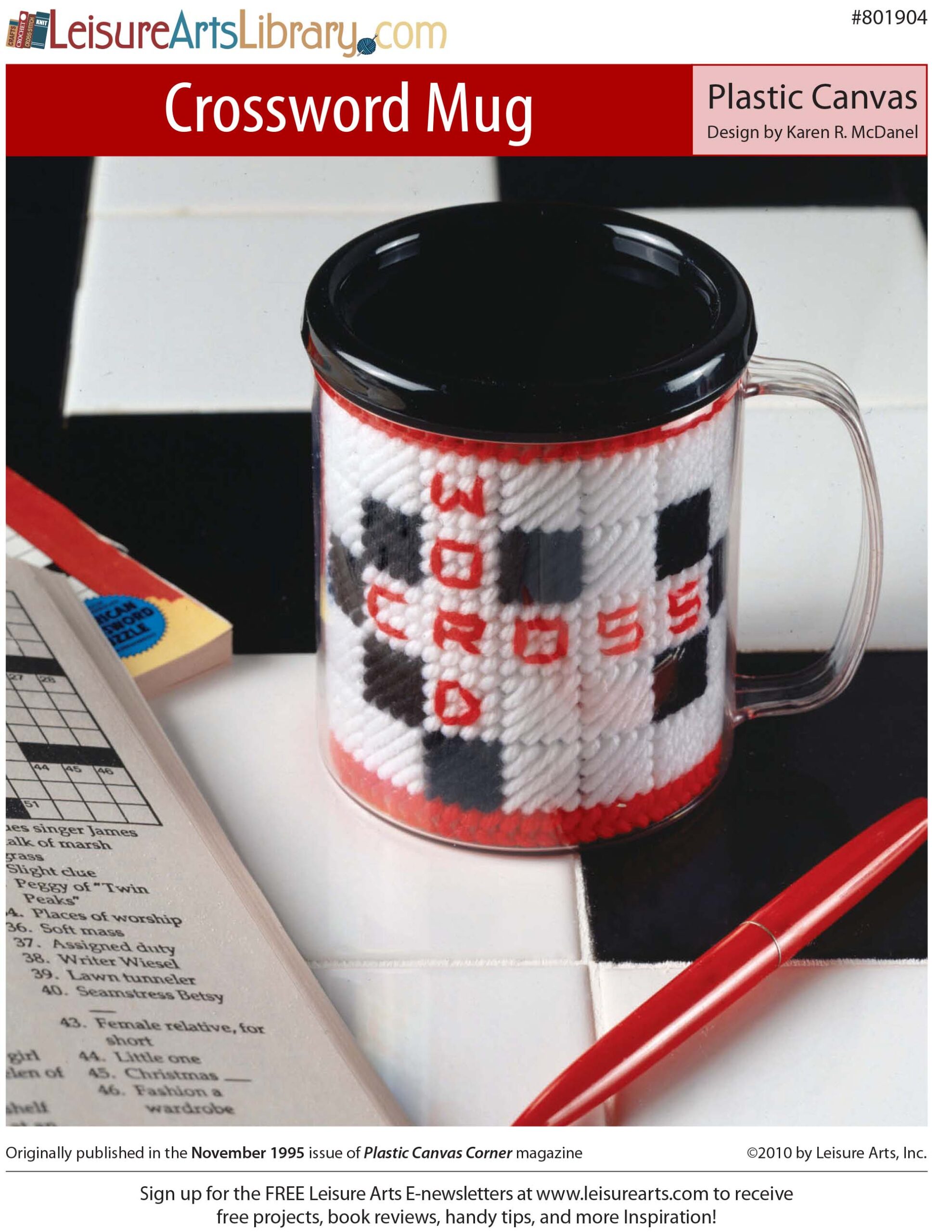 Leisure Arts Crossword Mug Insert Plastic Canvas ePattern