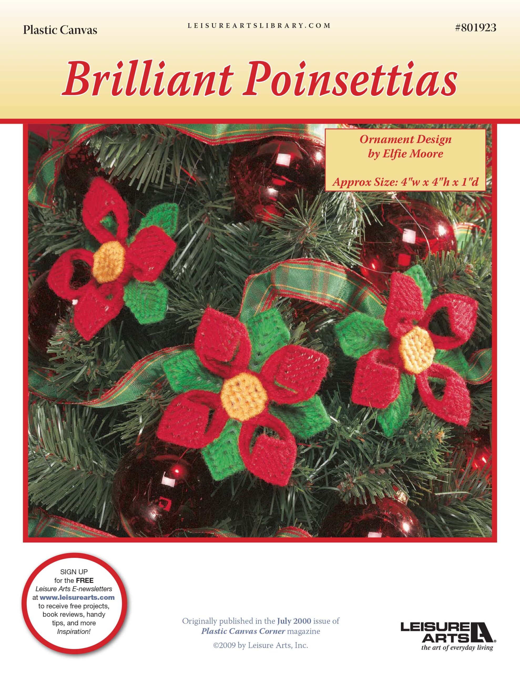 Leisure Arts Brilliant Poinsettias Ornaments Plastic Canvas ePattern
