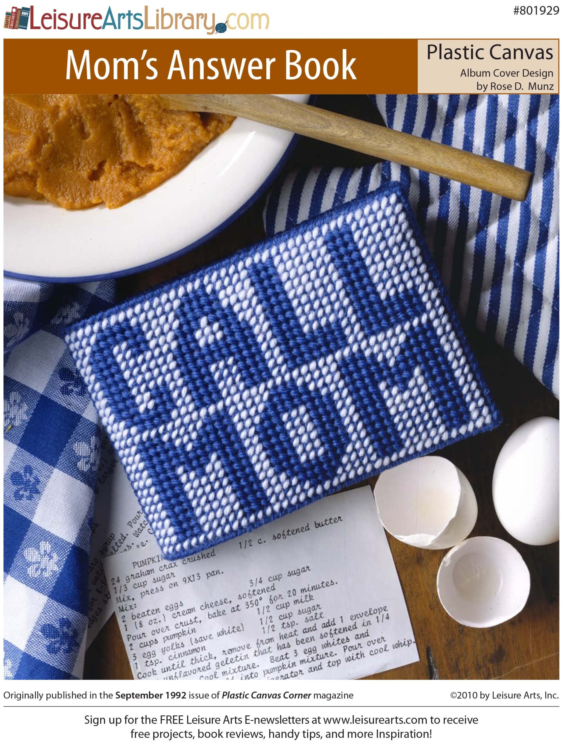 Leisure Arts Moms Answer Book Cover Plastic Canvas ePattern