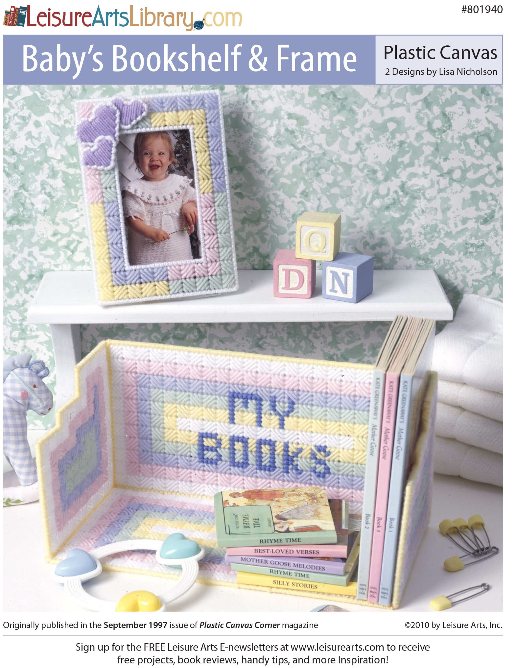 Leisure Arts Babys Bookshelf Frame Plastic Canvas ePattern