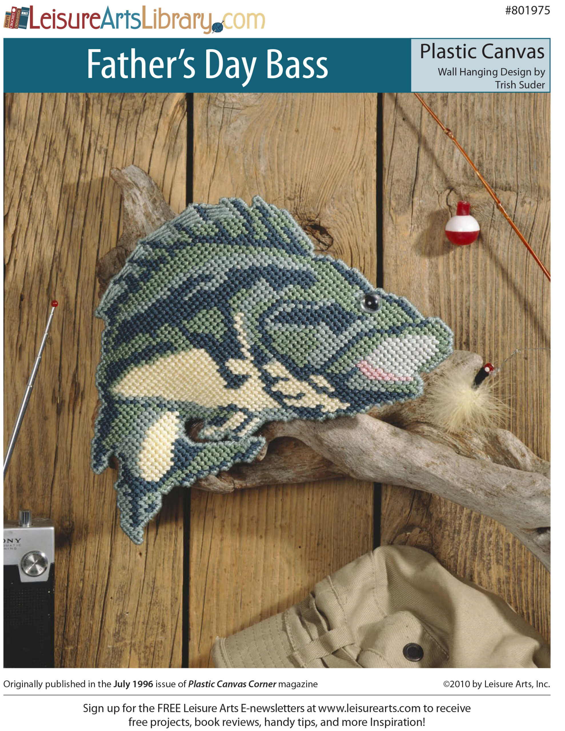 Leisure Arts Fathers Day Bass Wall Hanging Plastic Canvas ePattern