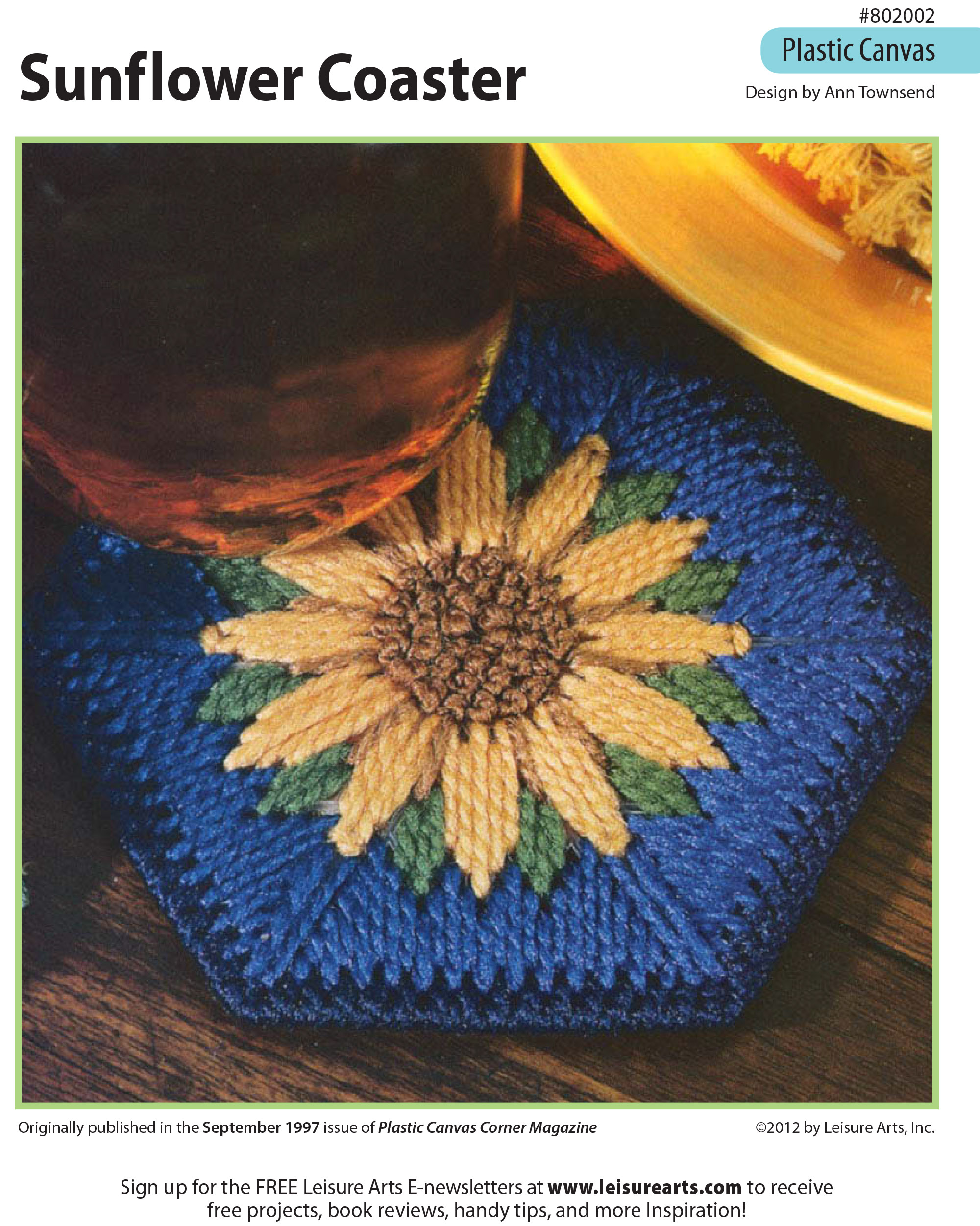Leisure Arts Sunflower Coaster Plastic Canvas ePattern