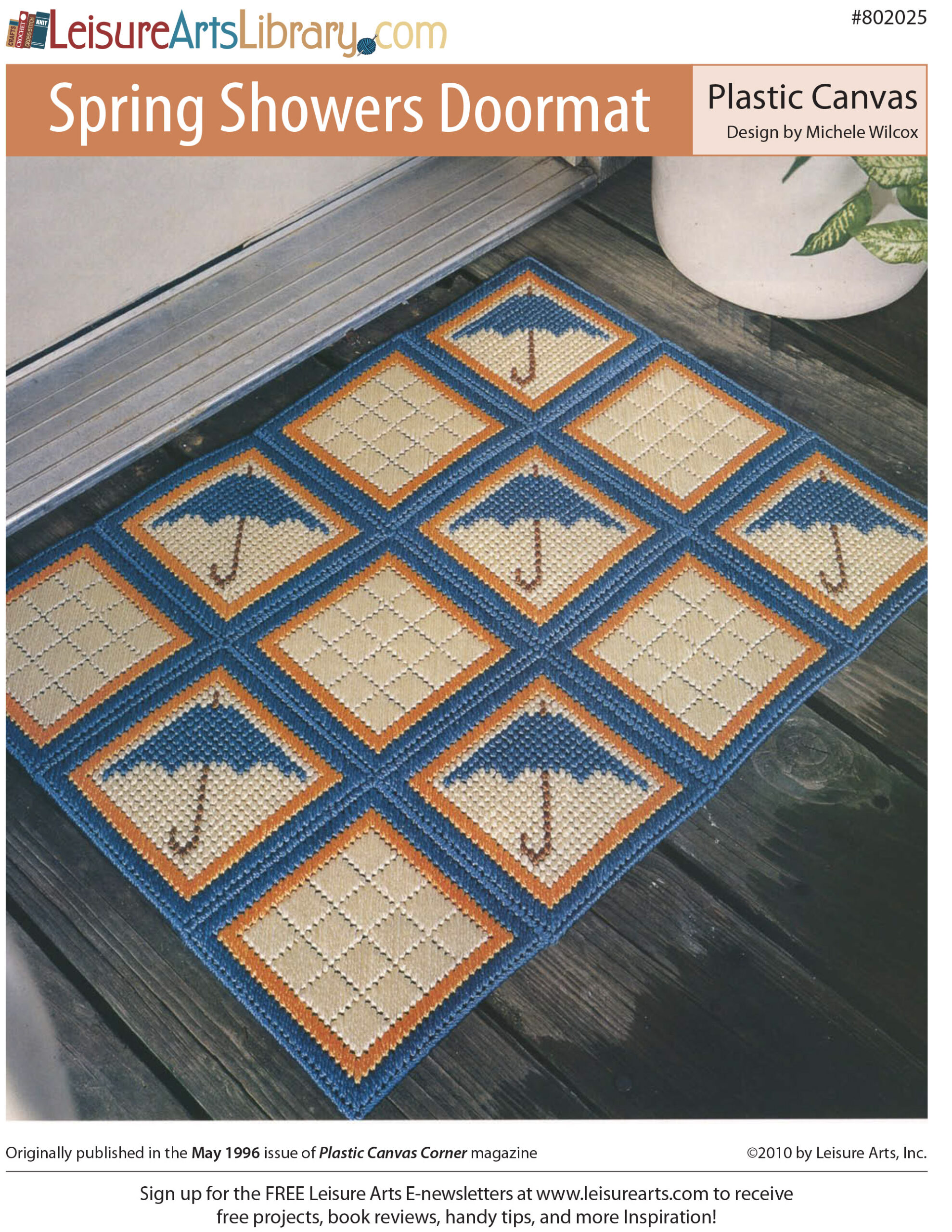Leisure Arts Spring Showers Doormat Plastic Canvas ePattern