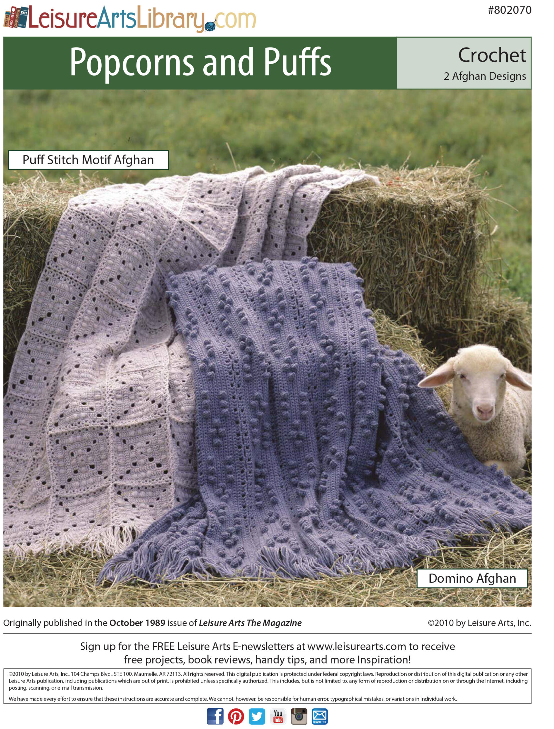 Leisure Arts Popcorns Puffs Afghans Crochet ePattern