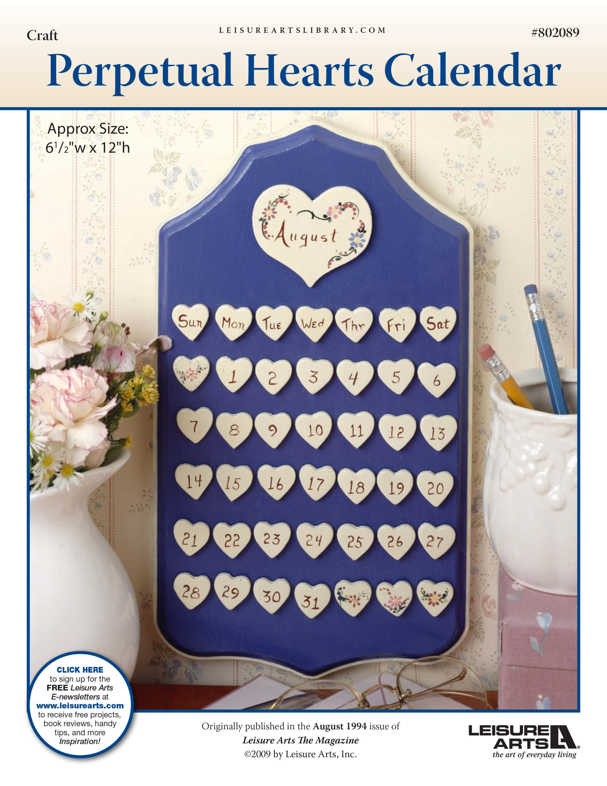 Leisure Arts Perpetual Hearts Calendar Home DÃƒÂ©cor Painting ePattern