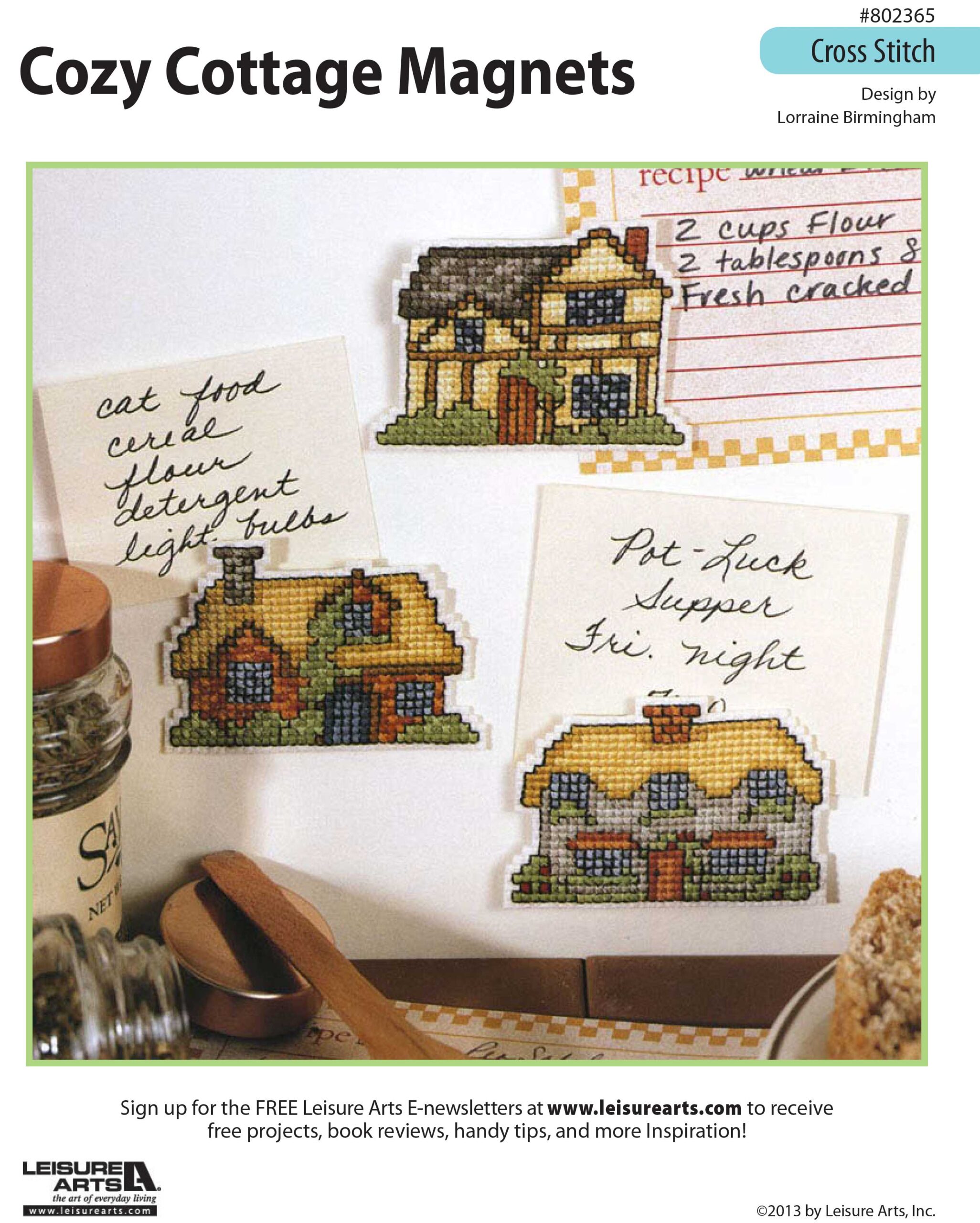 Leisure Arts Cozy Cottage Magnets Cross Stitch ePattern