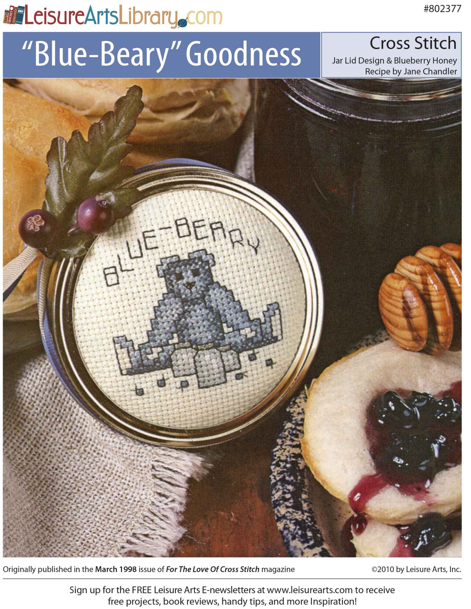 Leisure Arts BlueBeary Goodness Jar Lid Recipe Cross Stitch ePattern