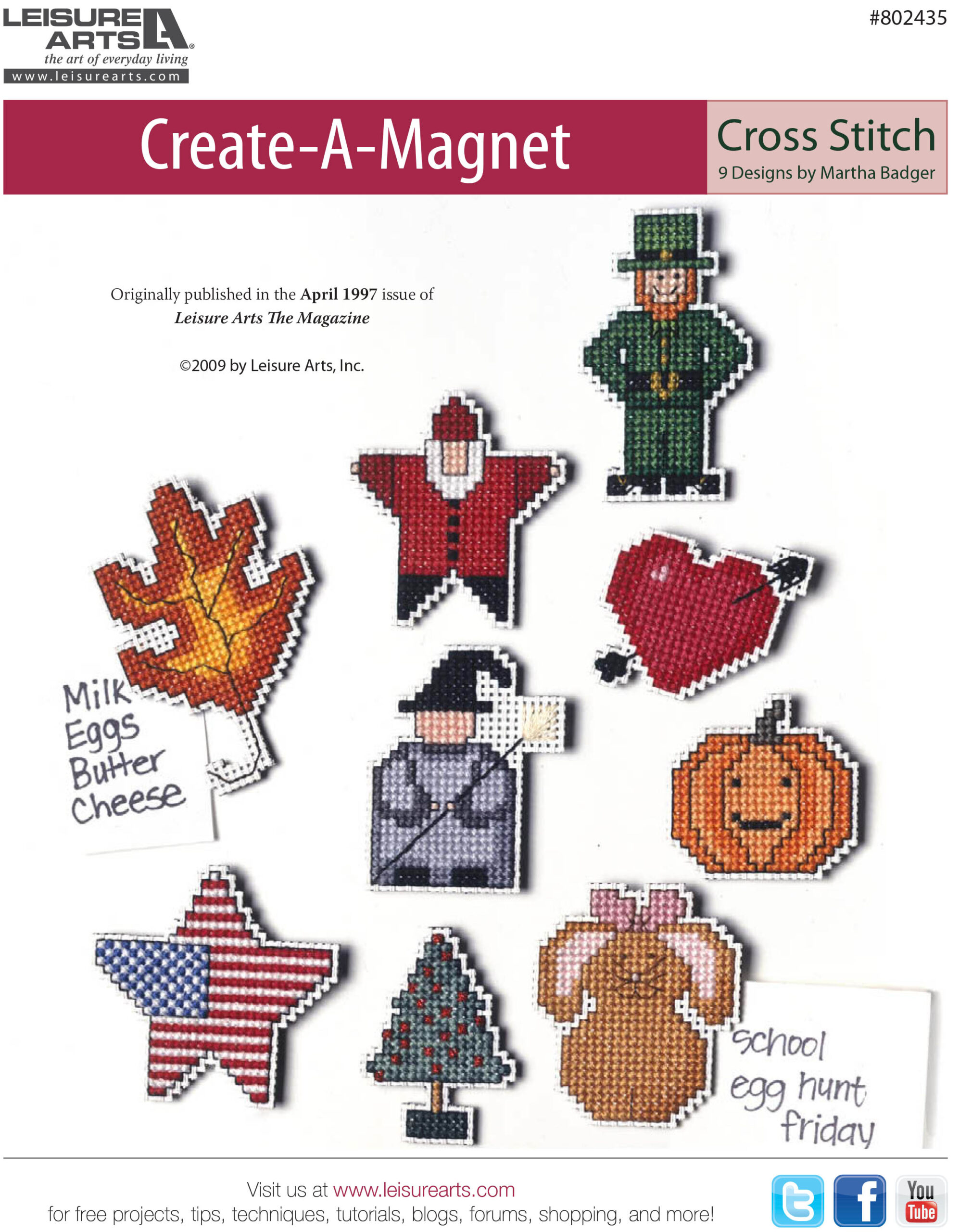 Leisure Arts CreateAMagnet Cross Stitch ePattern