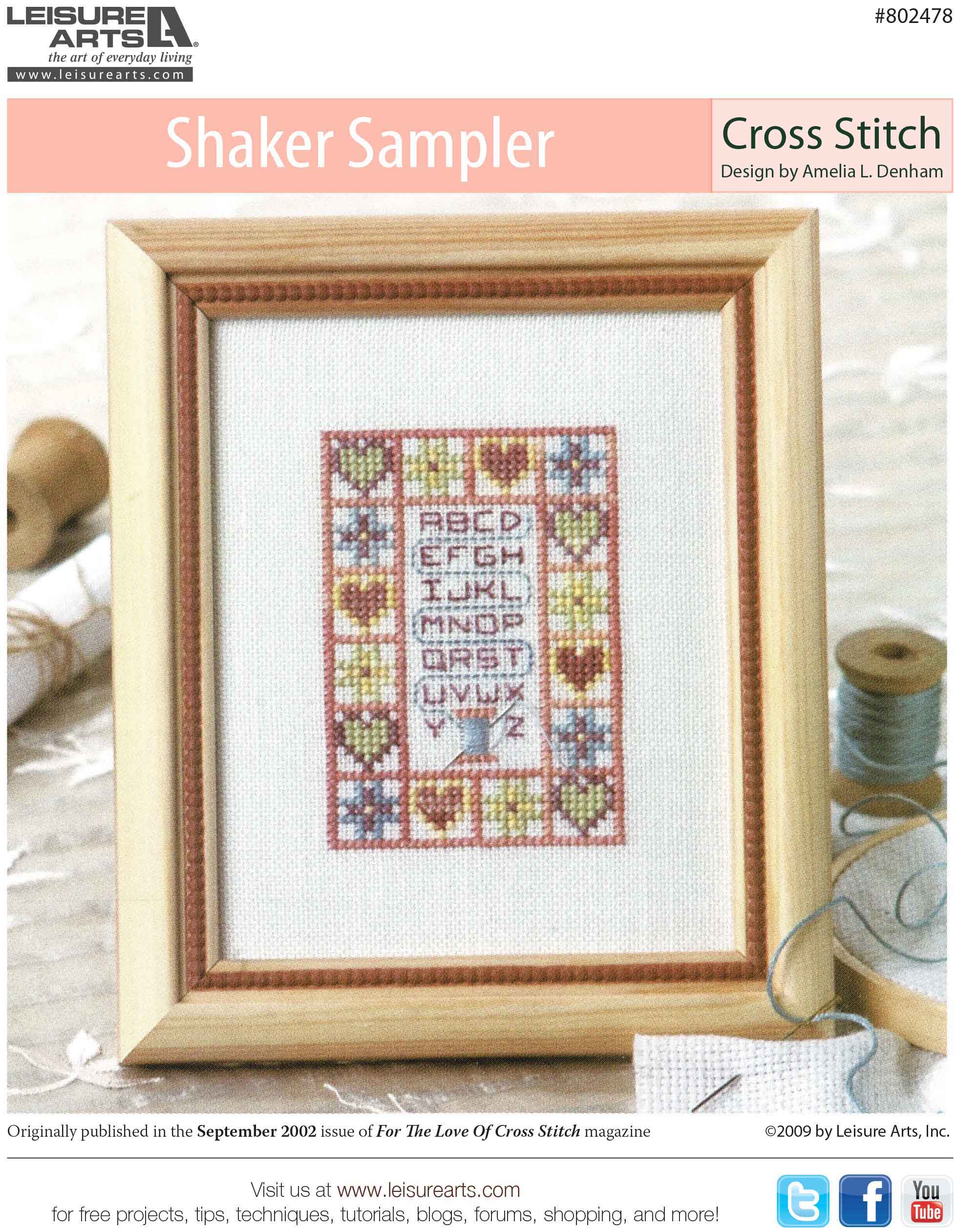 Leisure Arts Shaker Sampler Cross Stitch ePattern