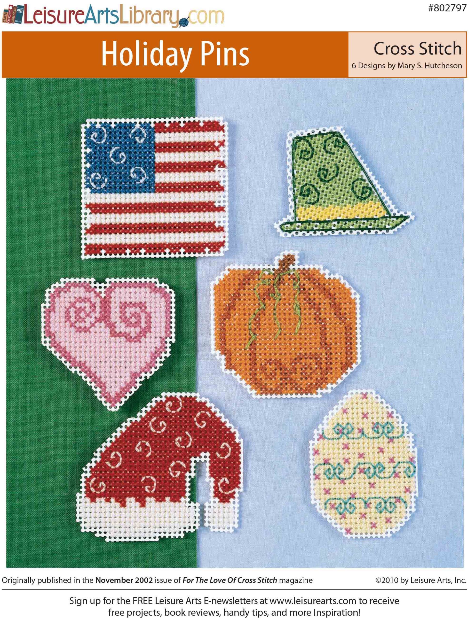 Leisure Arts Holiday Pins Cross Stitch ePattern