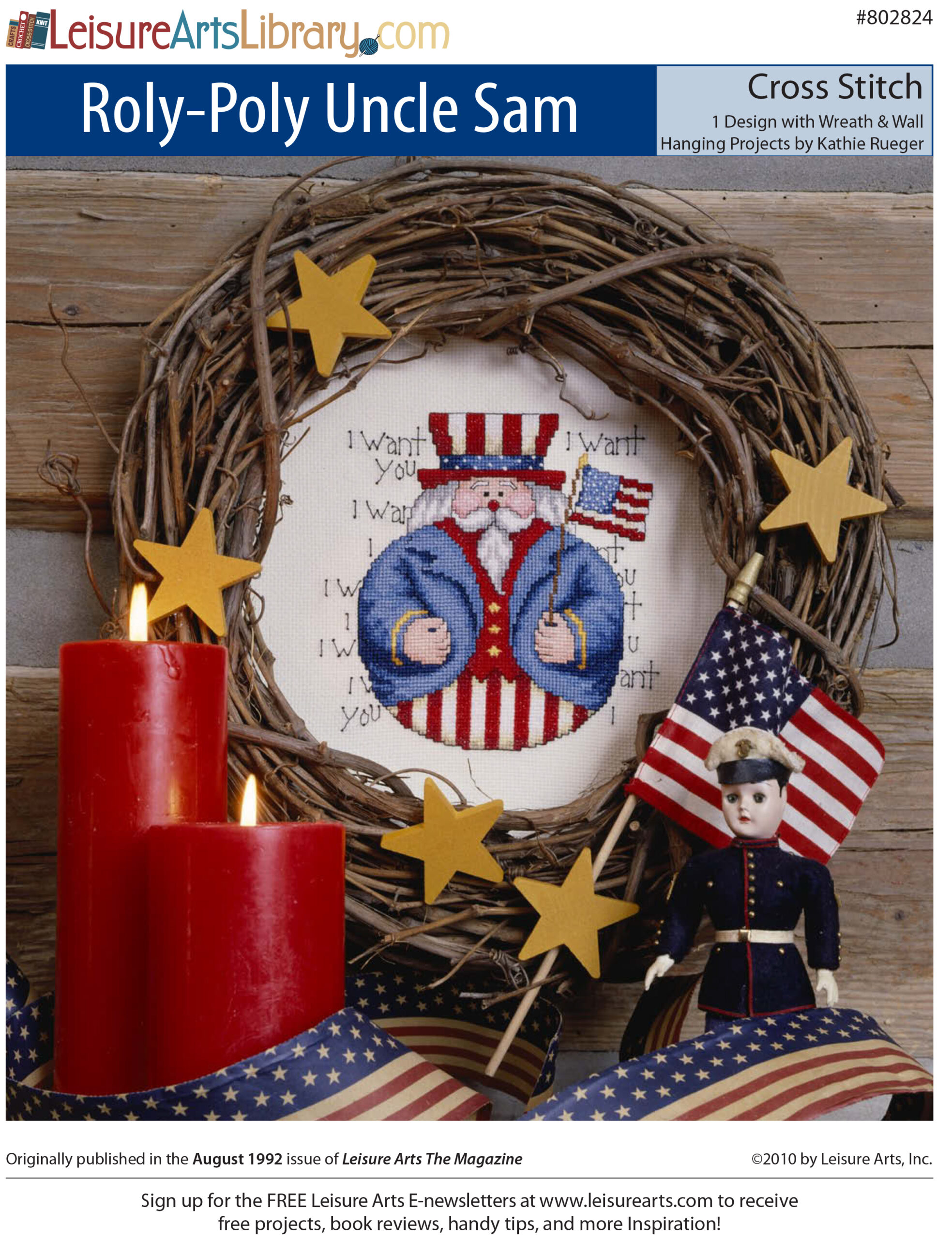 Leisure Arts RolyPoly Uncle Sam Cross Stitch ePattern