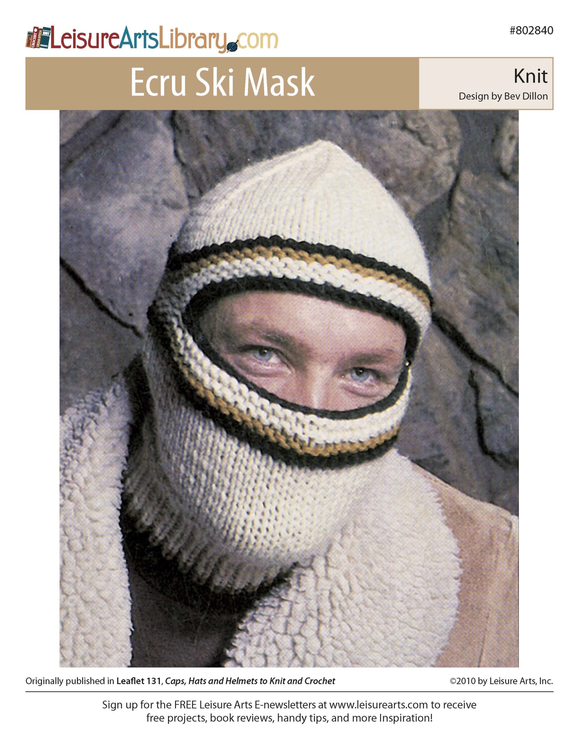 Leisure Arts Caps Hats And Helmets Ecru Ski Mask ePattern