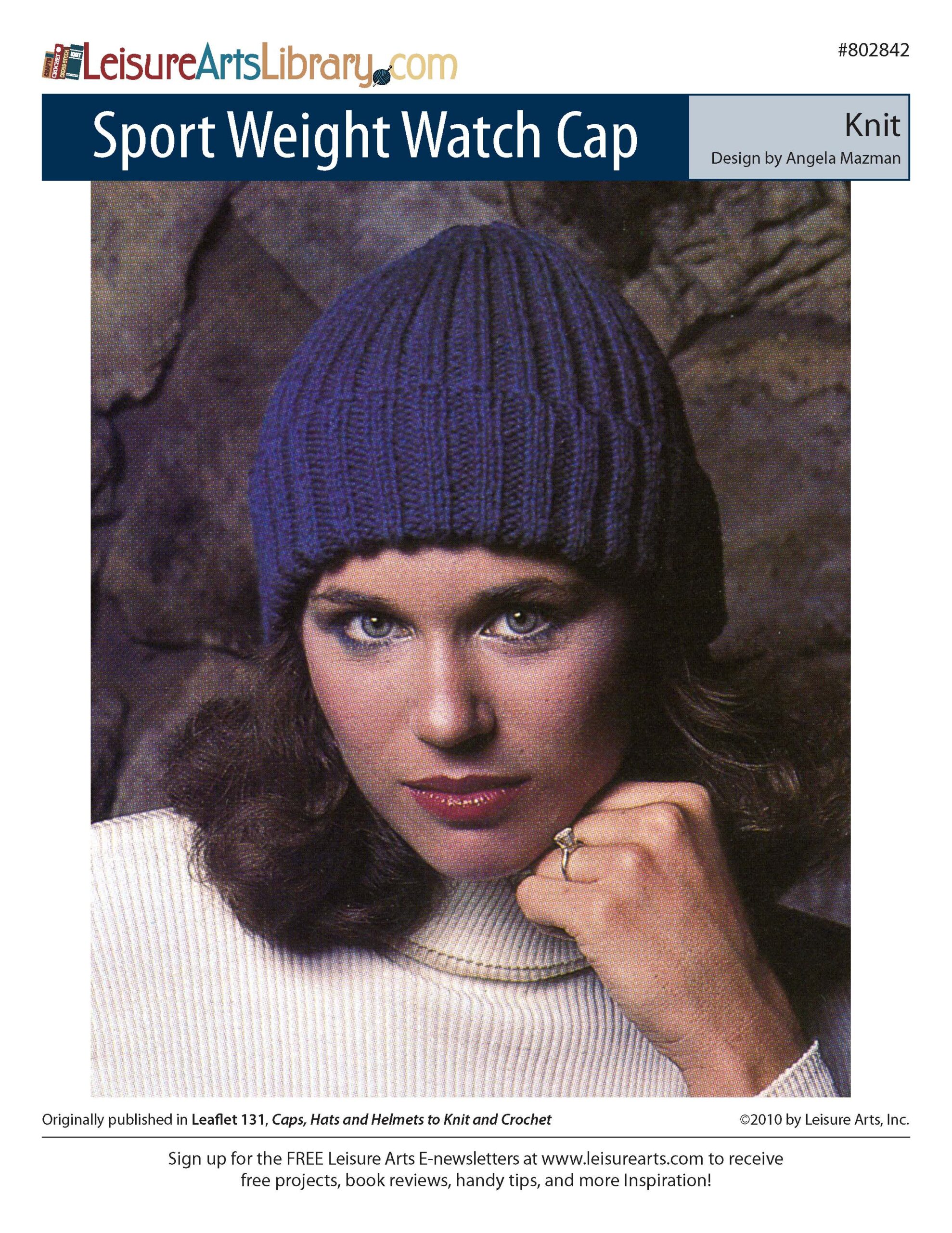 Leisure Arts Caps Hats And Helmets Sport Weight Watch Cap ePattern