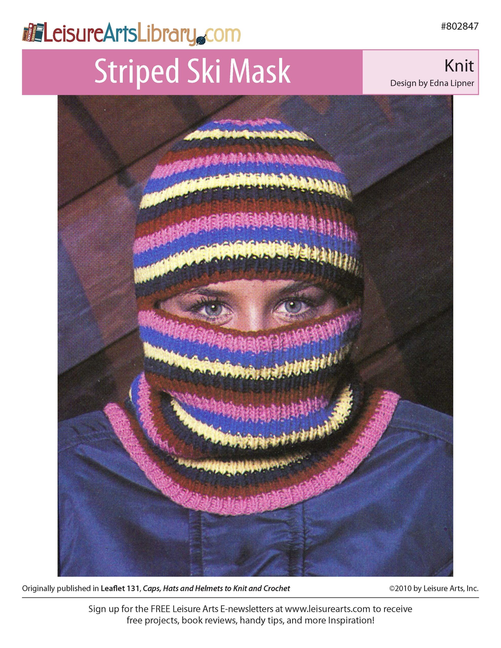 Leisure Arts Caps Hats And Helmets Striped Ski Mask ePattern