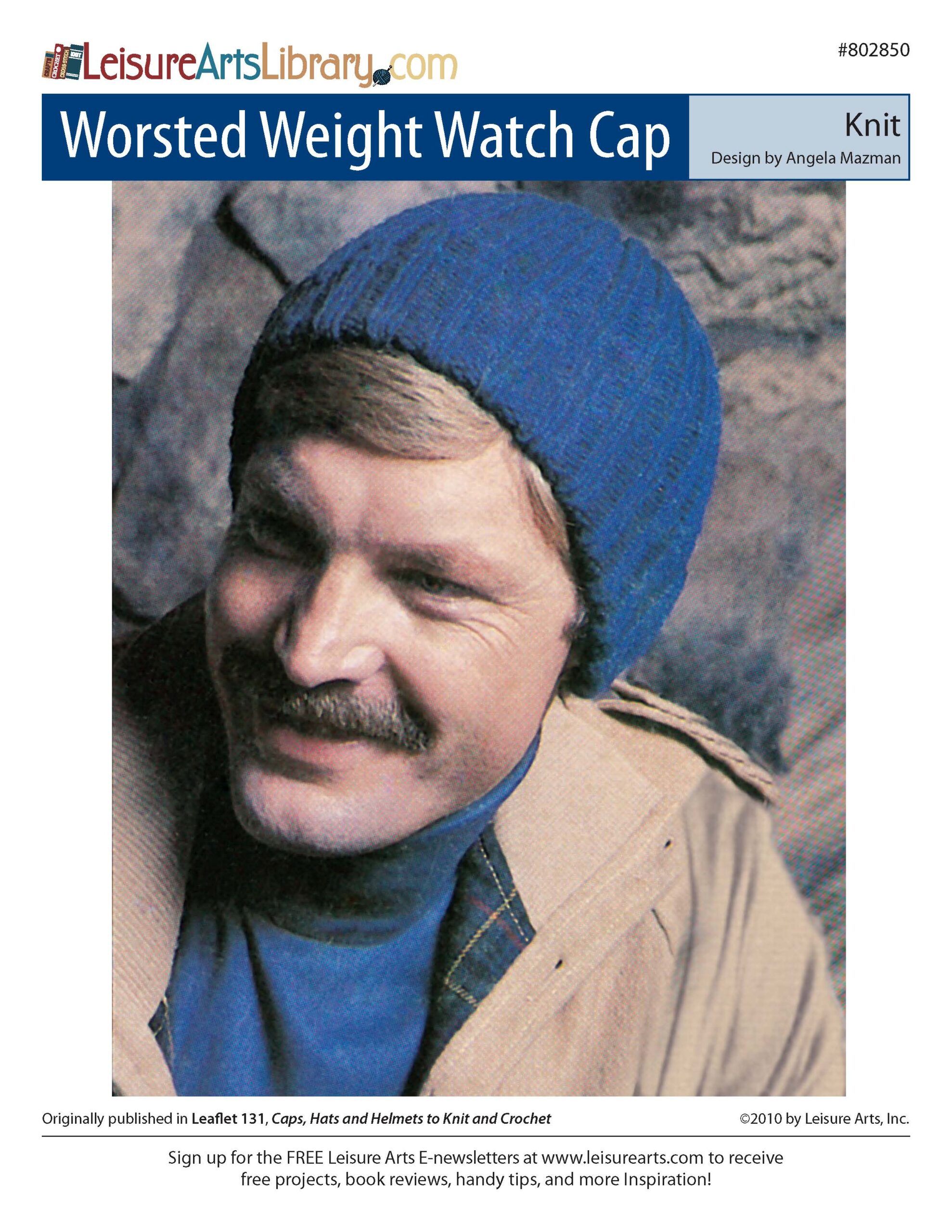 Leisure Arts Caps Hats And Helmets Worsted Weight Watch Cap ePattern