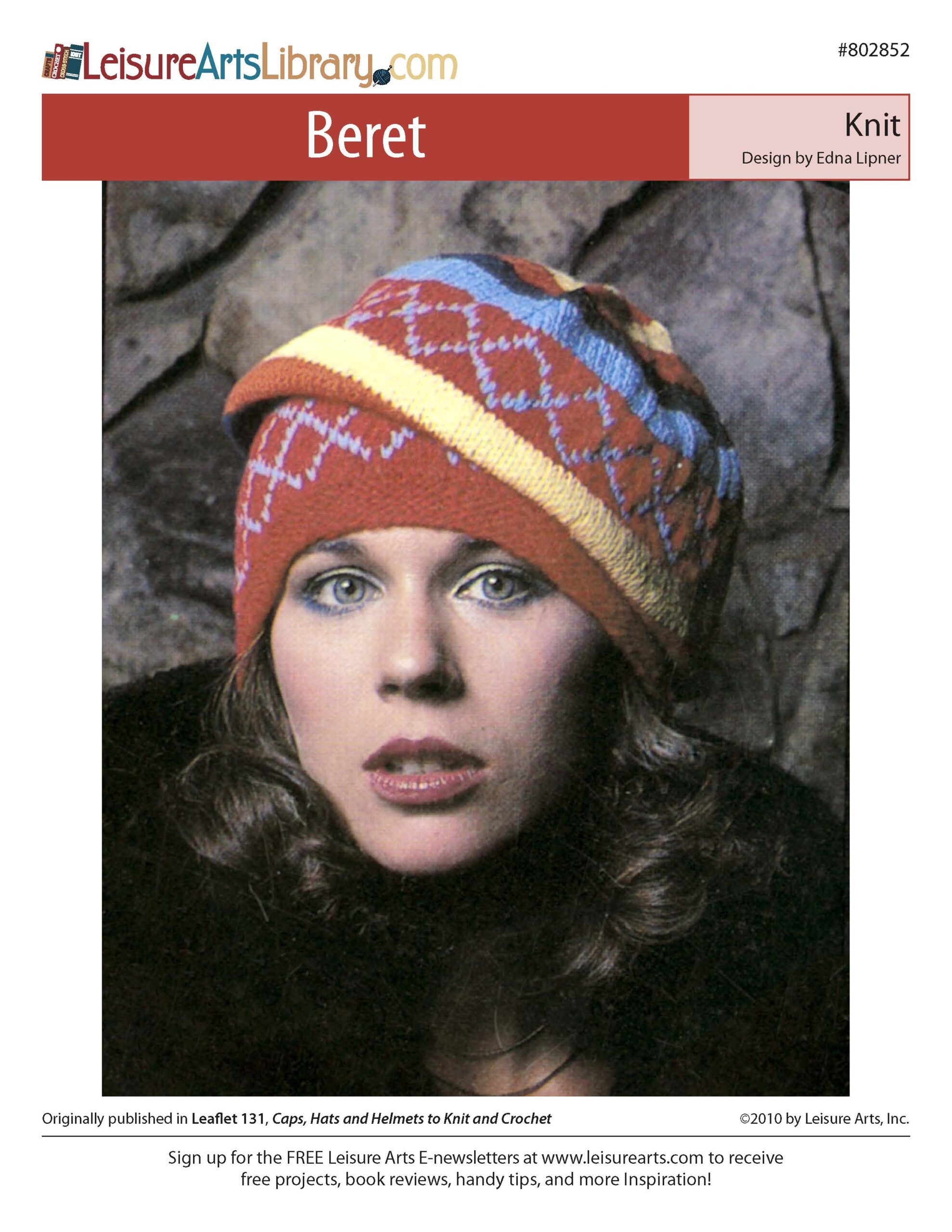 Leisure Arts Caps Hats And Helmets Beret ePattern