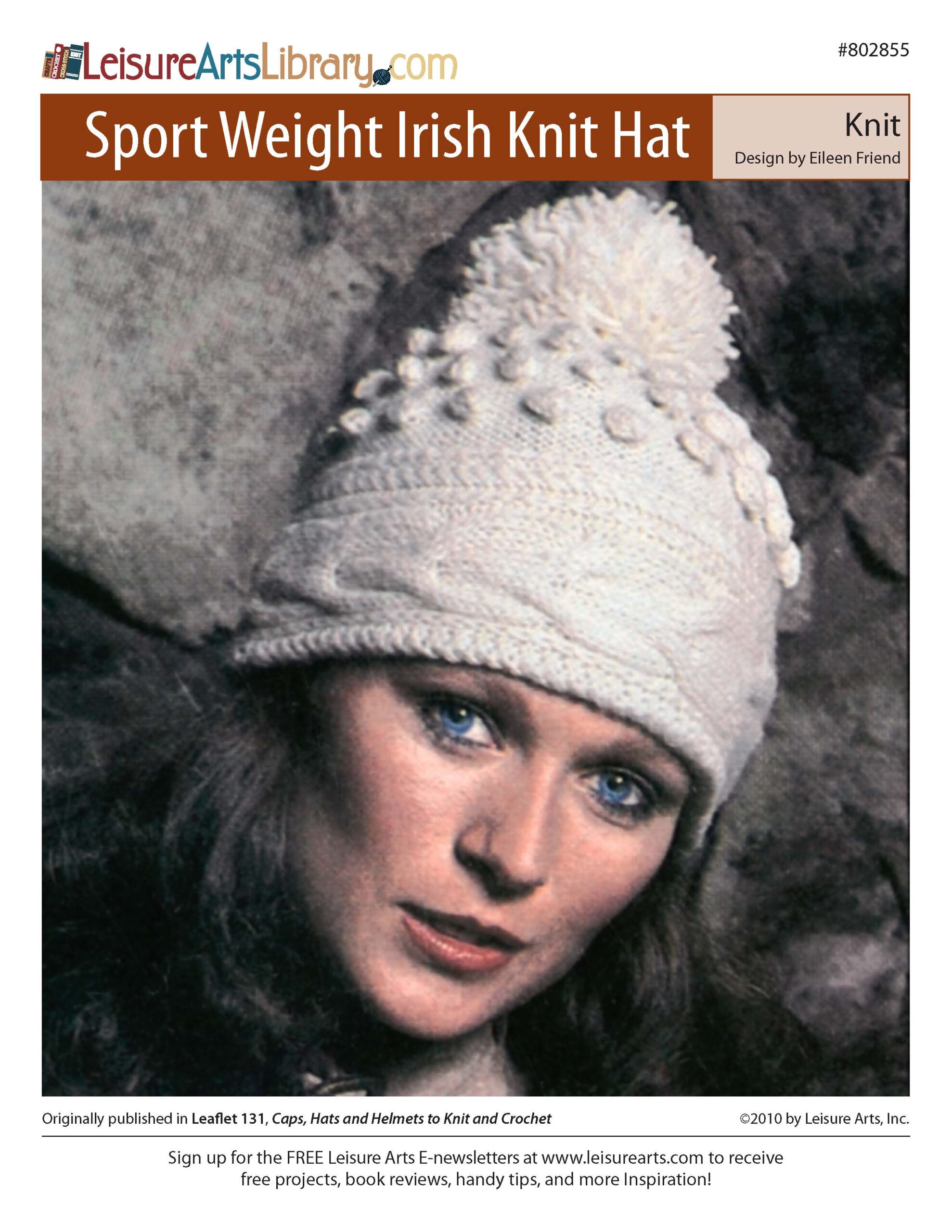 Leisure Arts Caps Hats And Helmets Sport Weight Irish Knit Hat ePattern