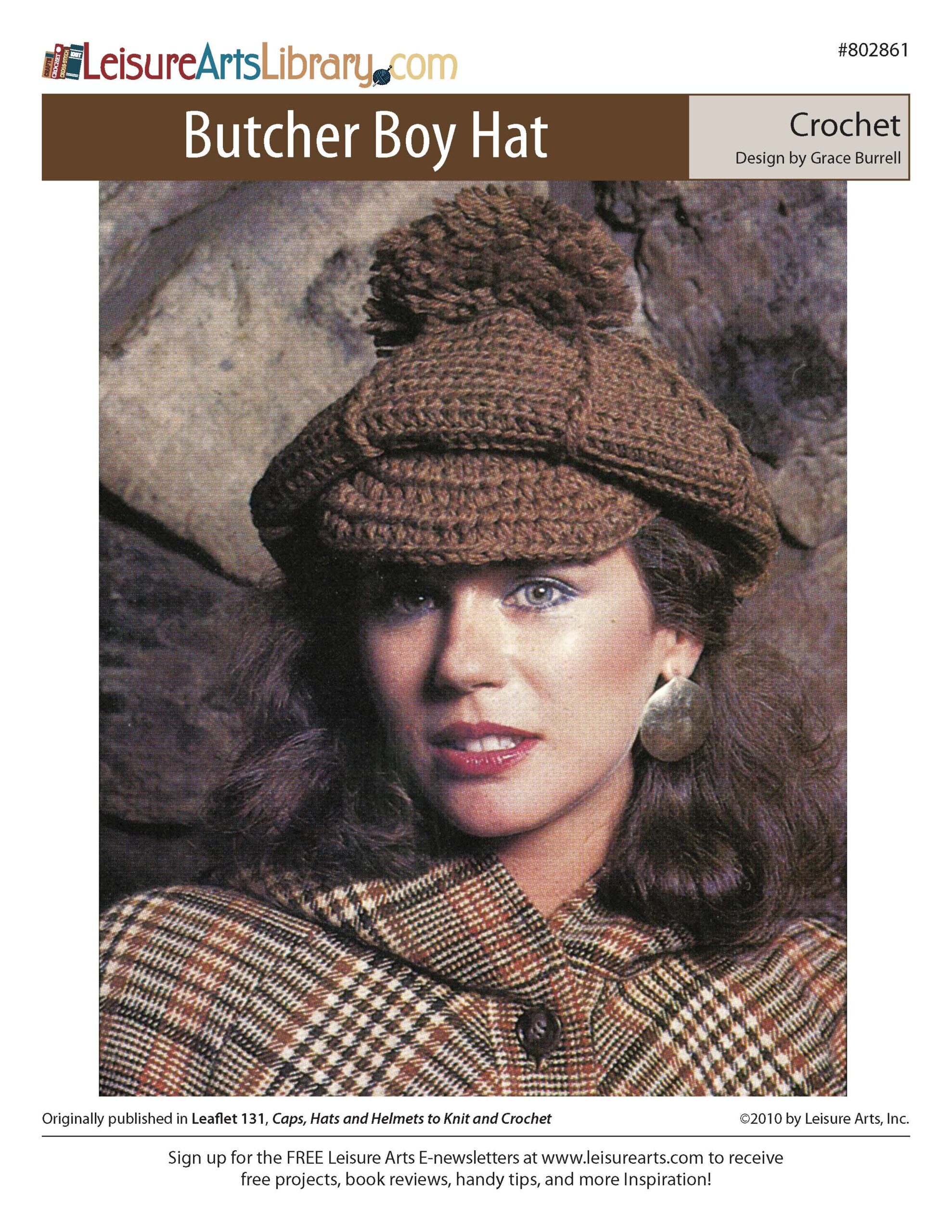 Leisure Arts Caps Hats And Helmets Butcher Boy Hat ePattern