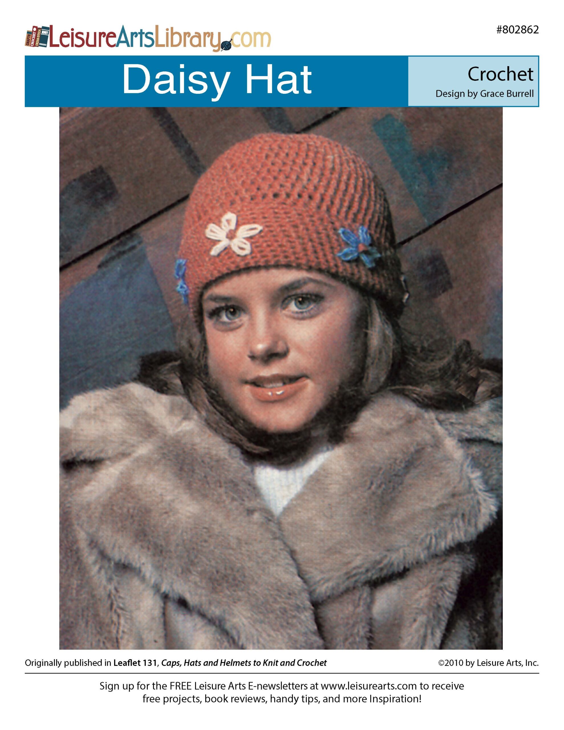 Leisure Arts Caps Hats And Helmets Daisy Hat ePattern