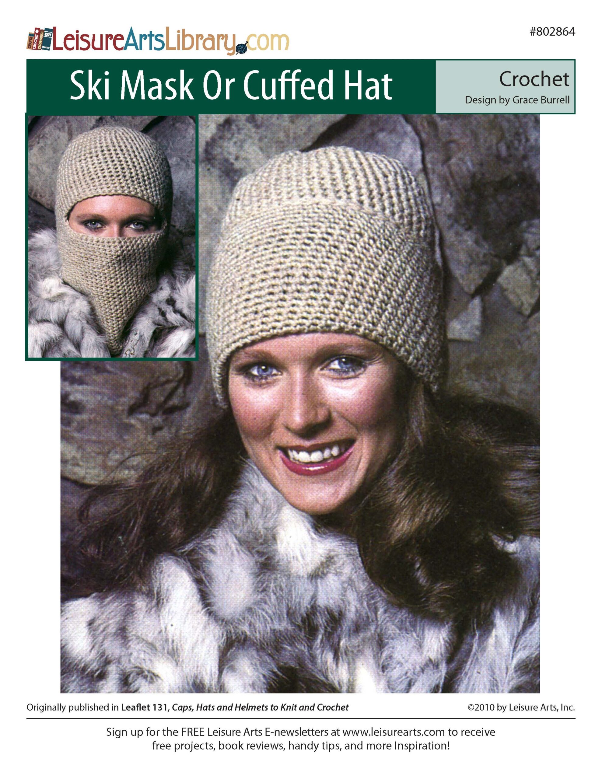 Leisure Arts Caps Hats And Helmets Ski Mask Or Cuffed Hat ePattern