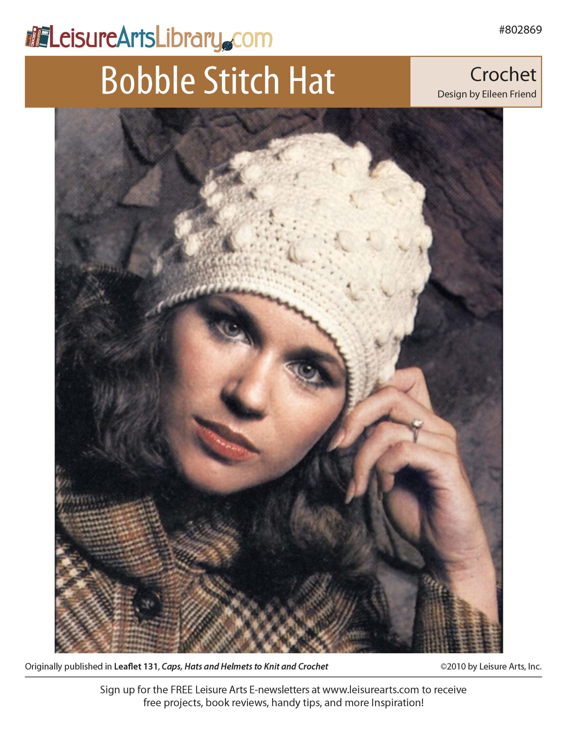 Leisure Arts Caps Hats And Helmets Bobble Stitch Hat ePattern