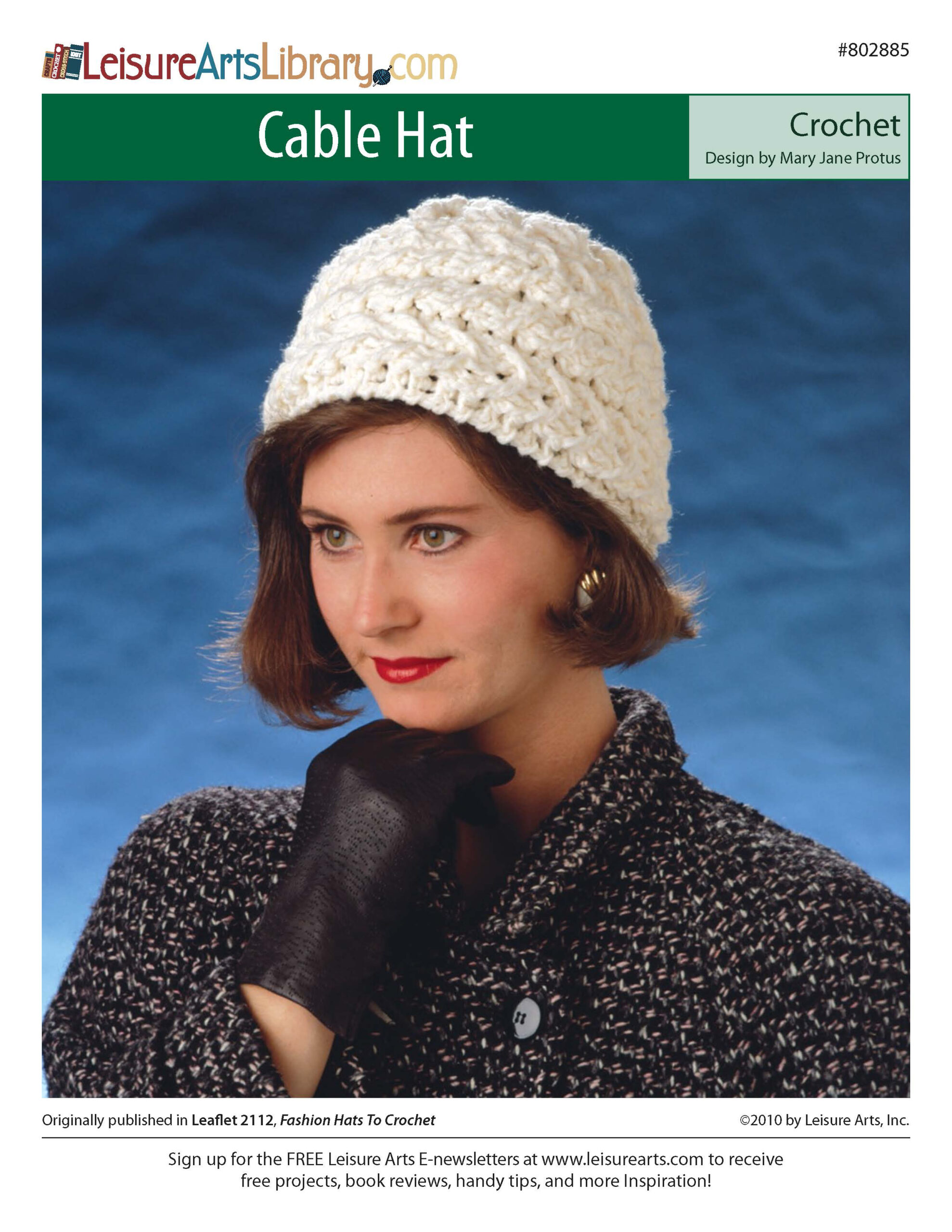 Leisure Arts Fashion Hats to Crochet Cable Hat ePattern