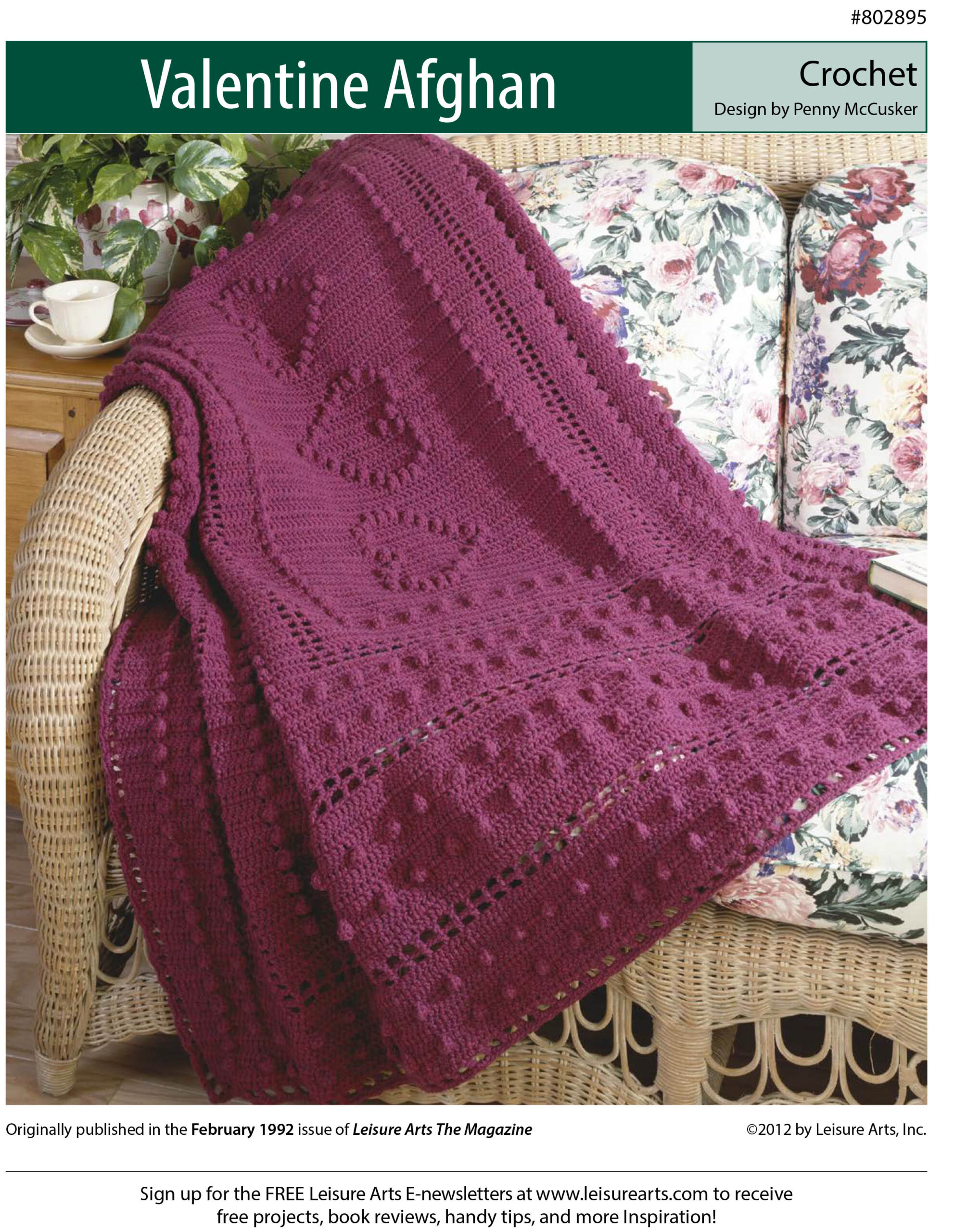 Leisure Arts Valentine Afghan Crochet ePattern