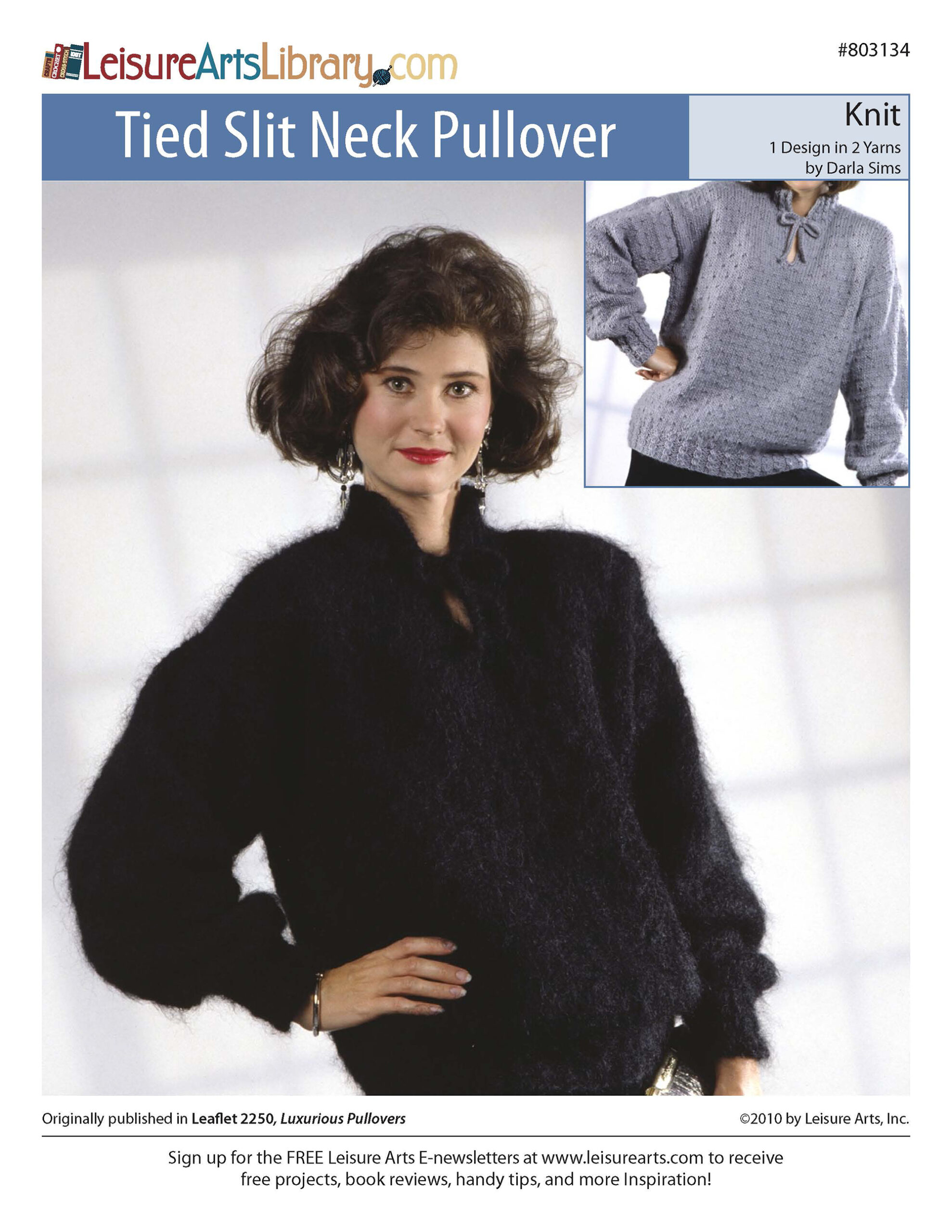 Leisure Arts Luxurious Pullovers Tied Slit Neck Knit ePattern