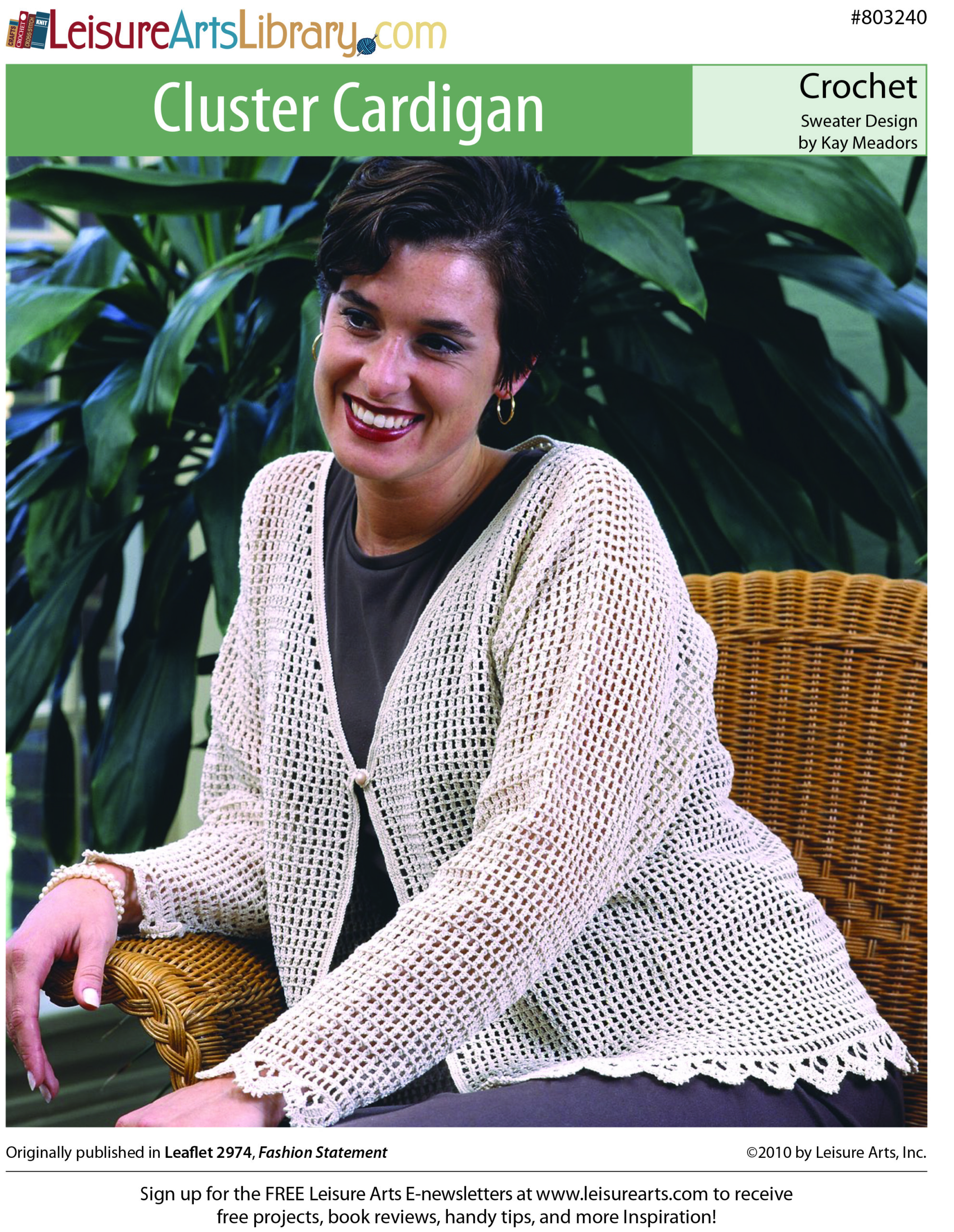 Leisure Arts Patterns Fashion Statement Cluster Cardigan Crochet ePattern