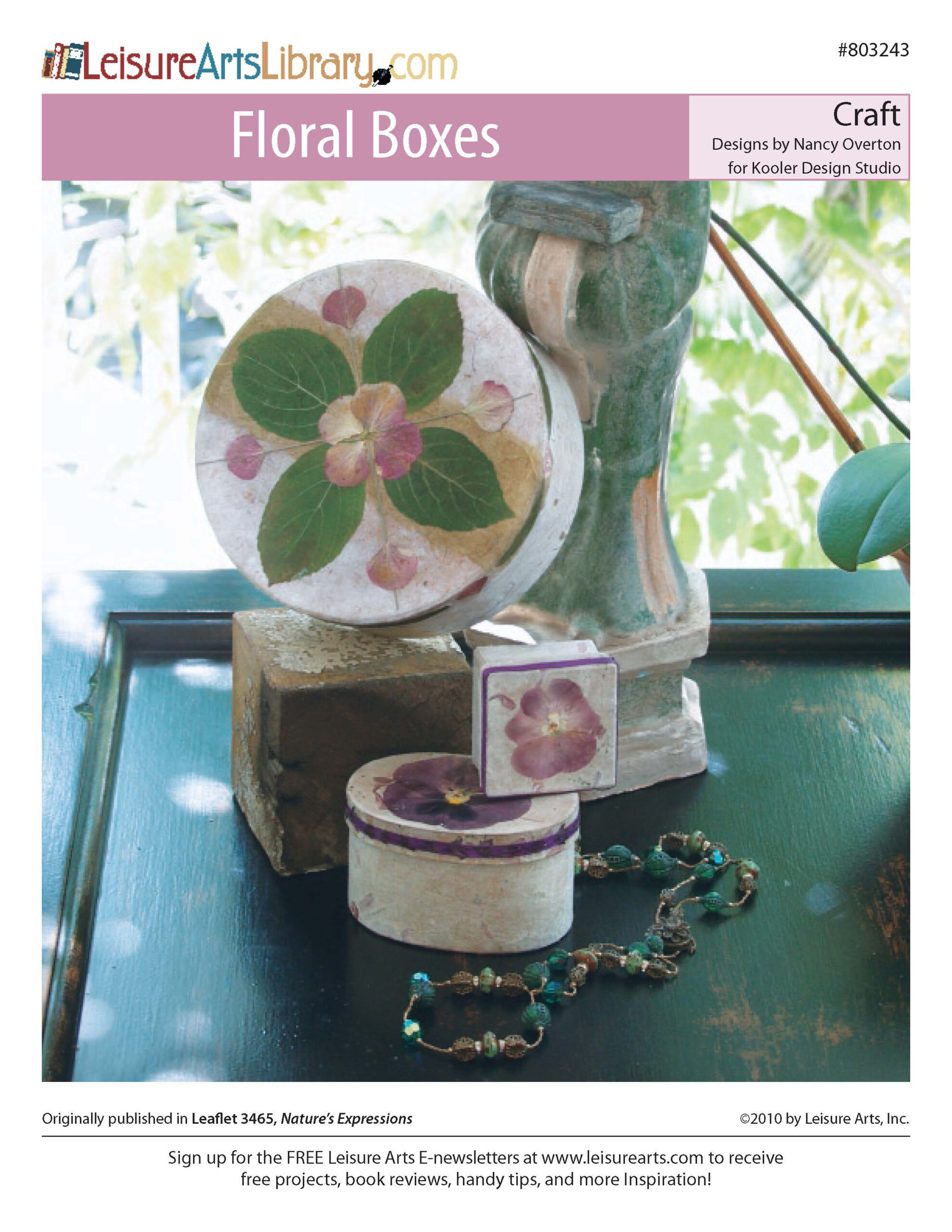 Leisure Arts Natures Expressions Floral Boxes Craft ePattern