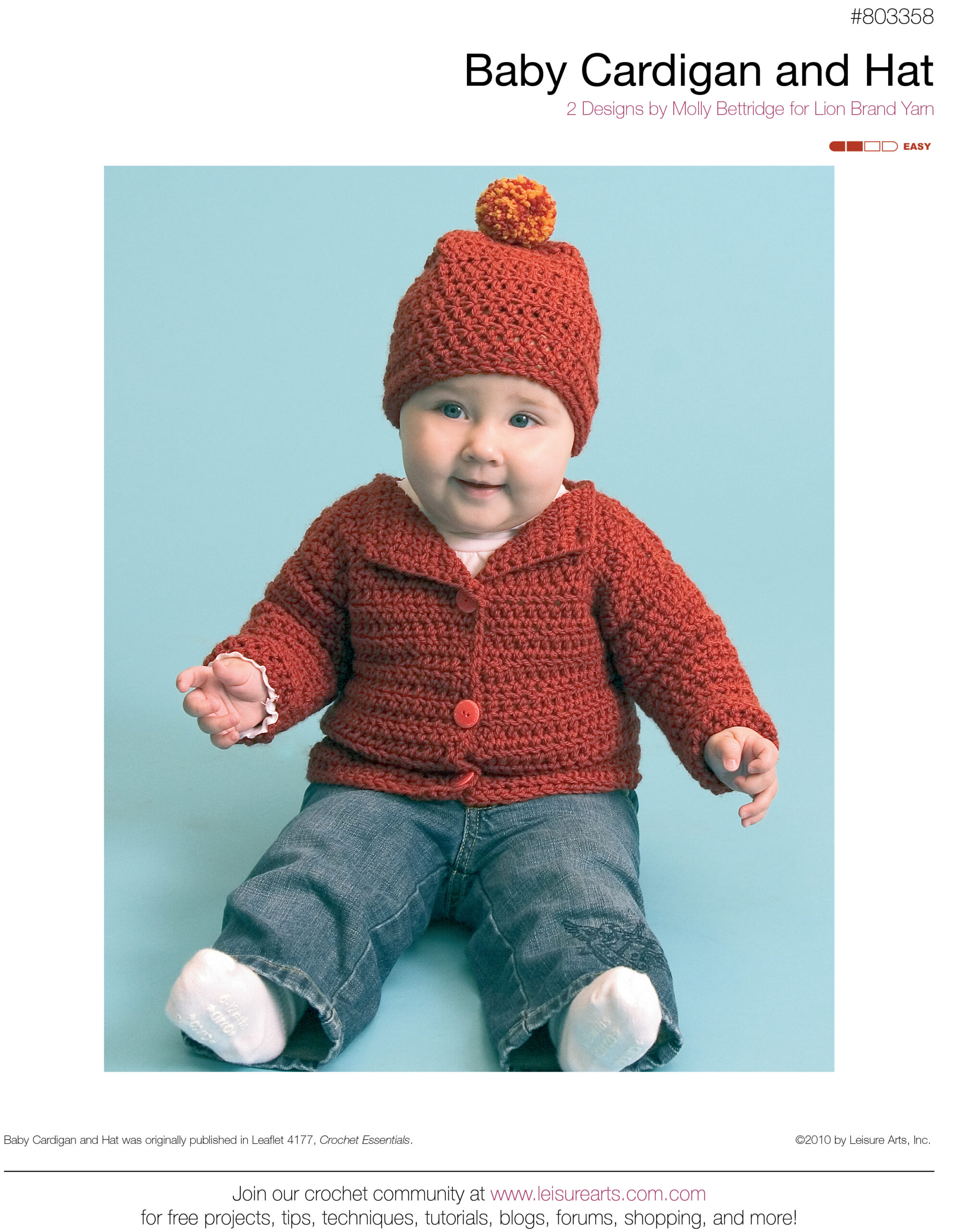 Leisure Arts Baby Cardigan Hat Crochet ePattern