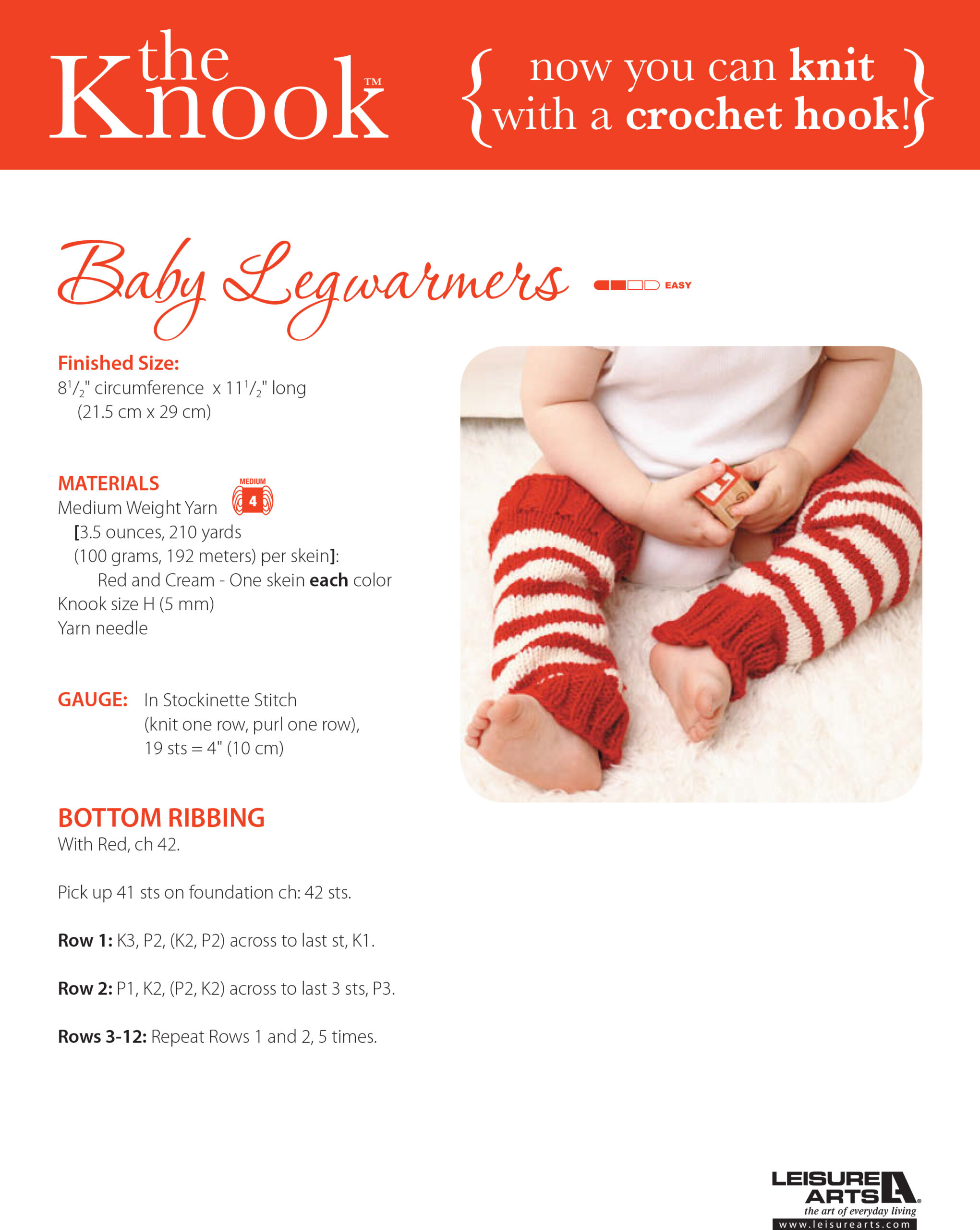 Leisure Arts Baby Legwarmers Knook ePattern