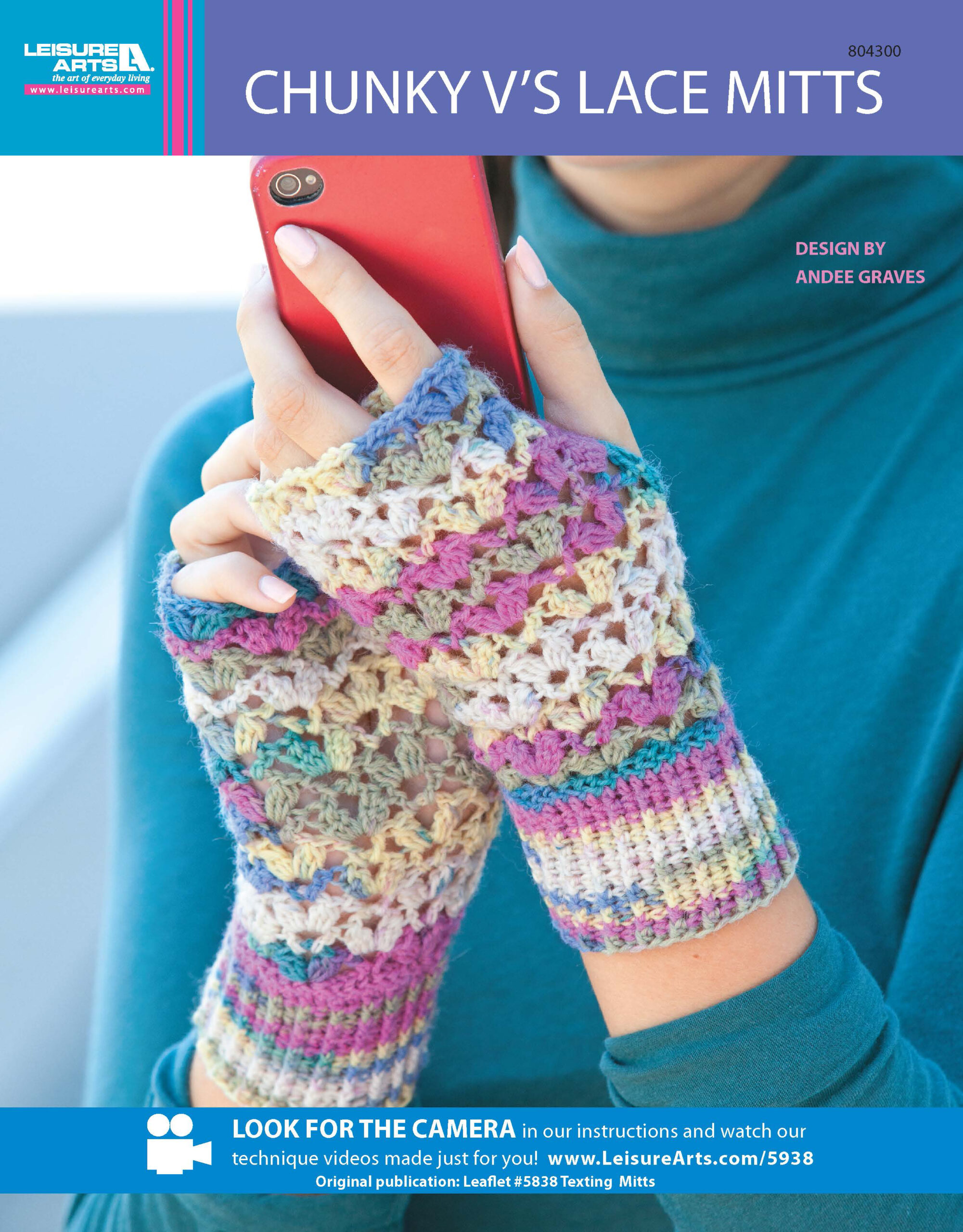 Leisure Arts Texting Mitts Chunky Vs Lace Crochet ePattern