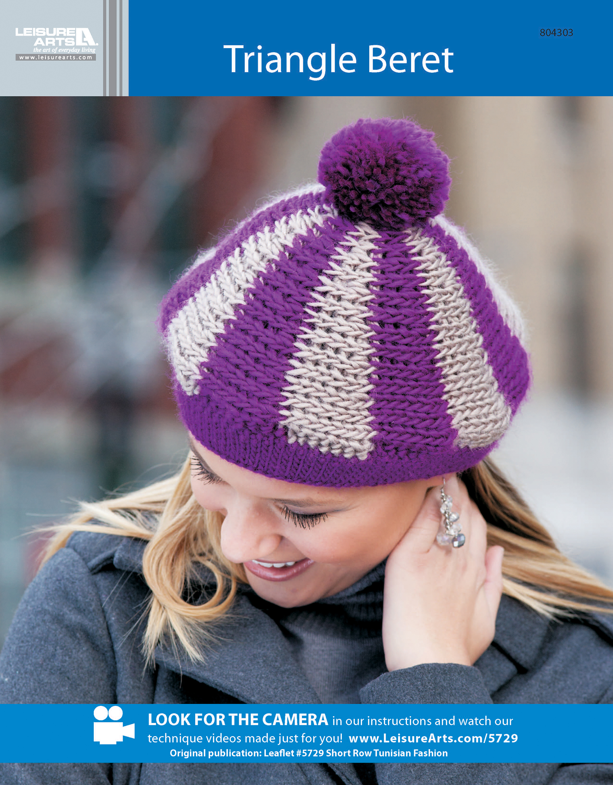 Leisure Arts Short Row Tunisian Fashion Triangles Beret Crochet ePattern