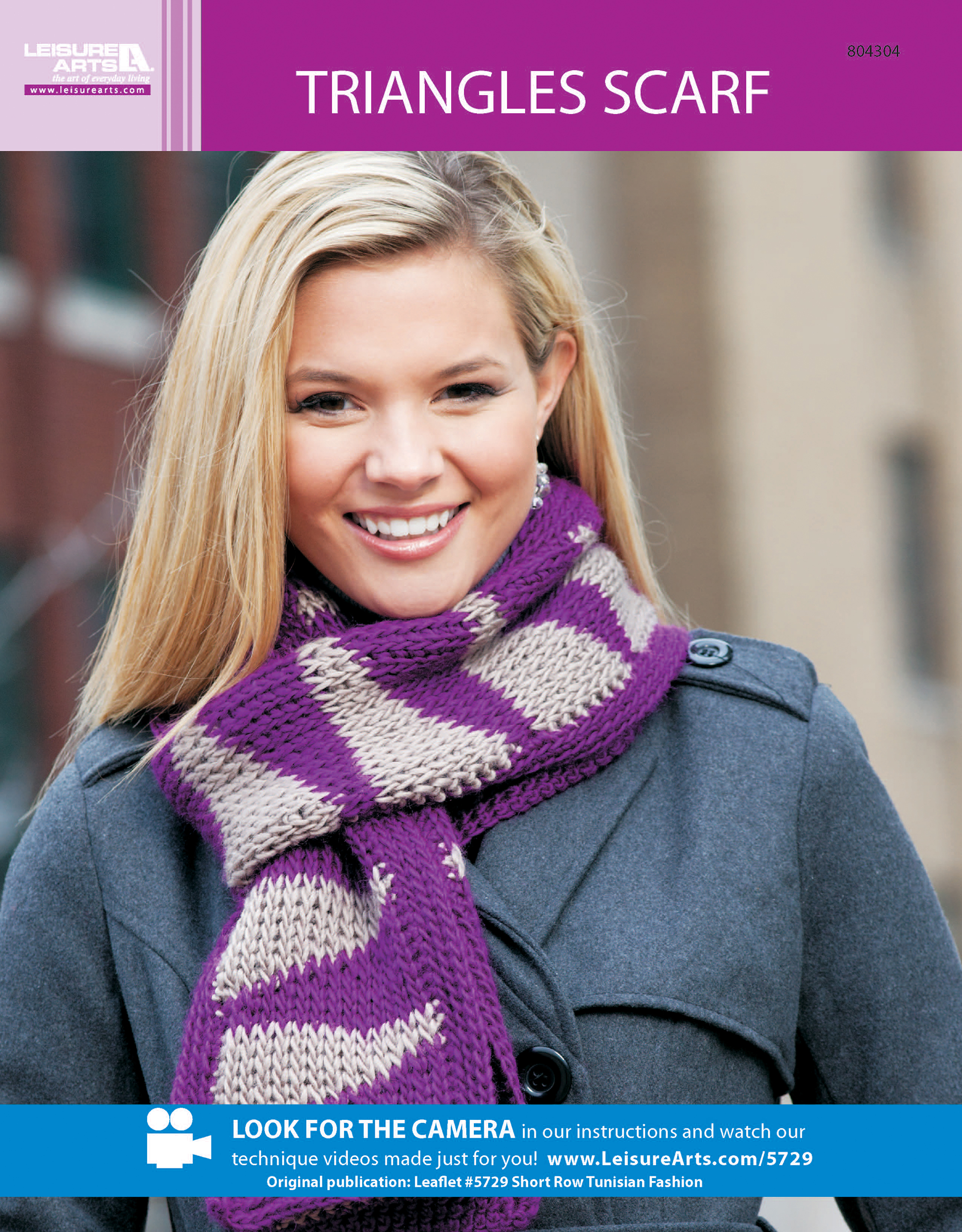 Leisure Arts Short Row Tunisian Fashion Triangles Scarf Crochet ePattern