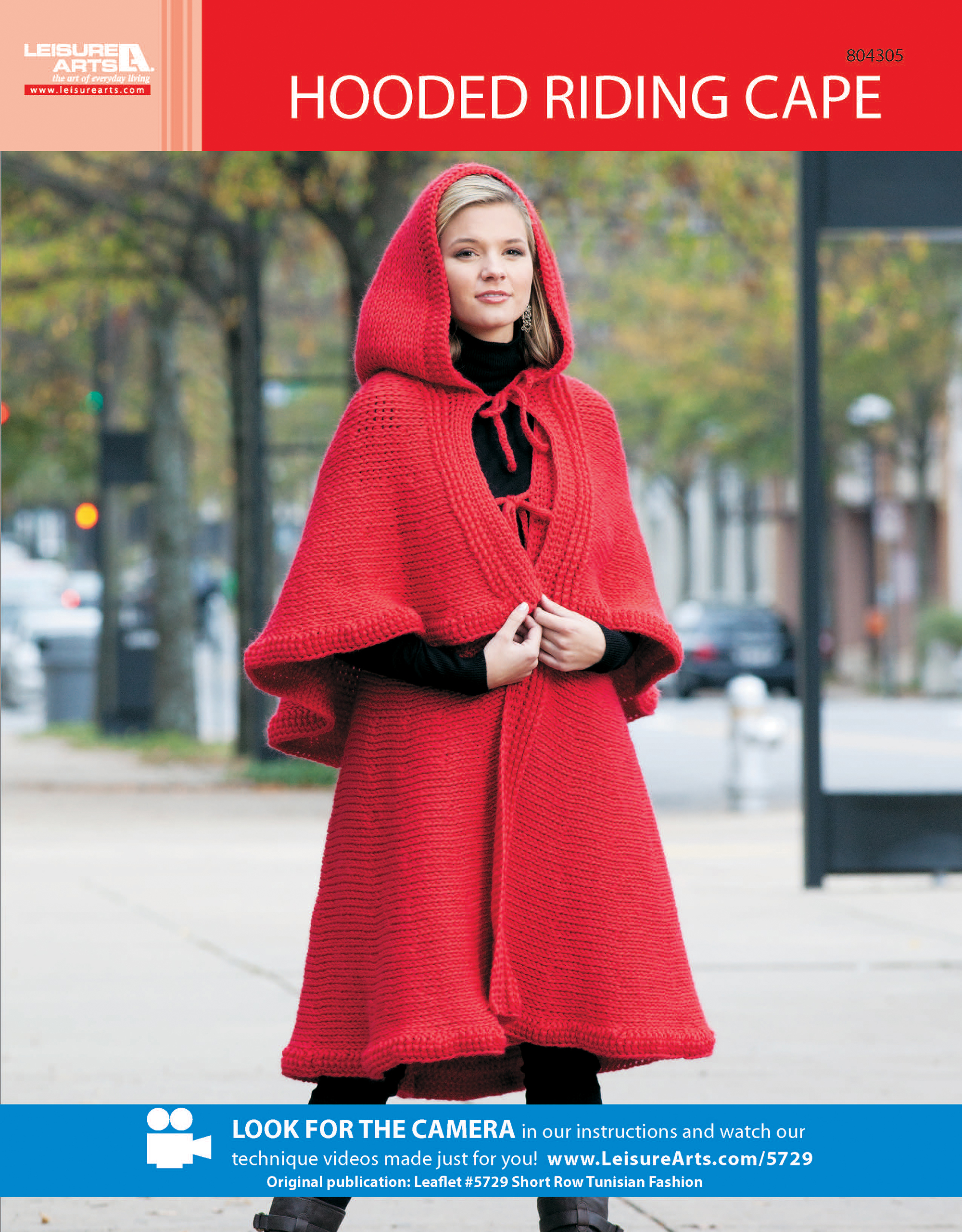 Leisure Arts Short Row Tunisian Fashion Hooded Riding Cape Crochet ePattern