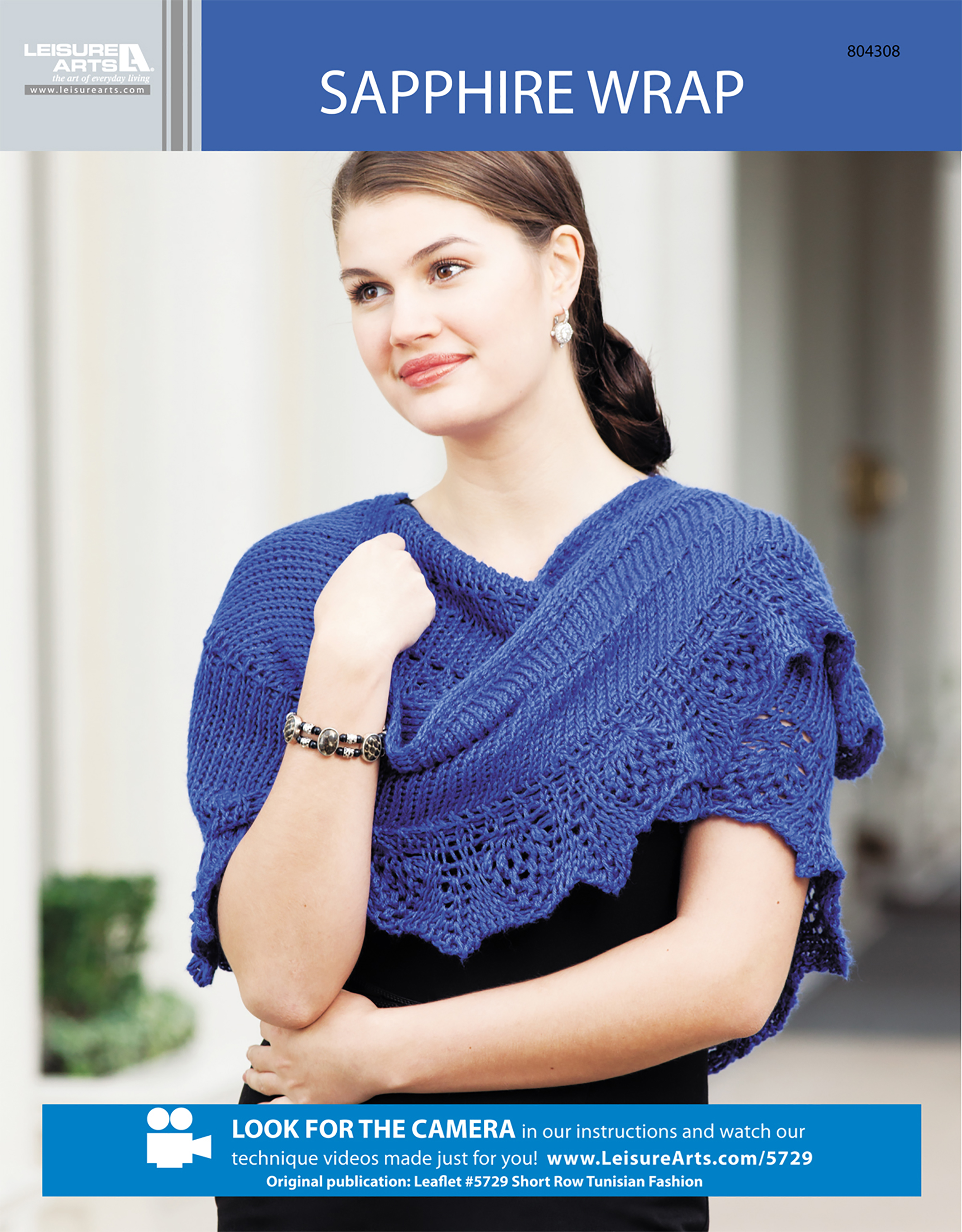 Leisure Arts Short Row Tunisian Fashion Sapphire Wrap Crochet ePatten