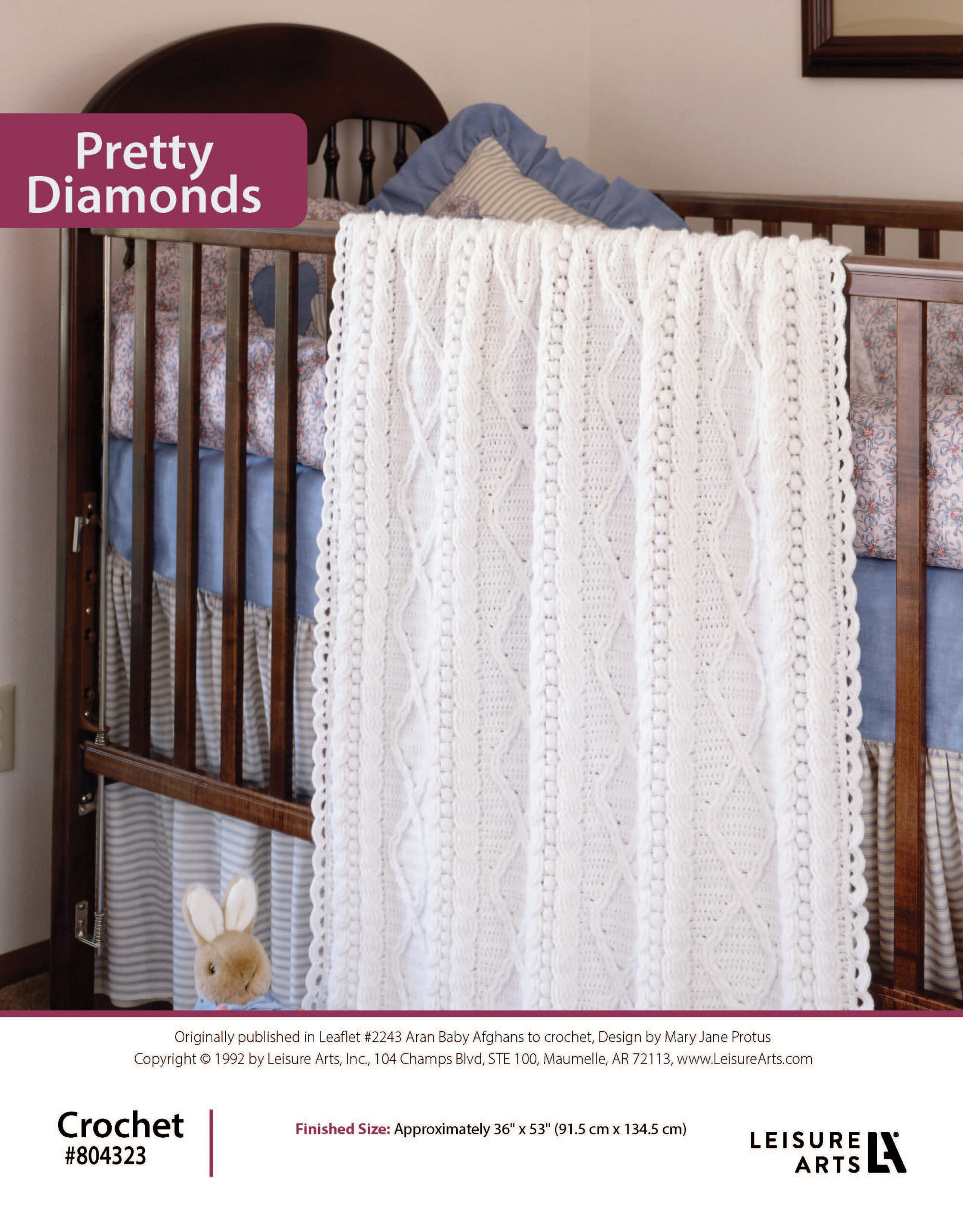 Leisure Arts Aran Baby Afghan Pretty Diamonds ePatterns