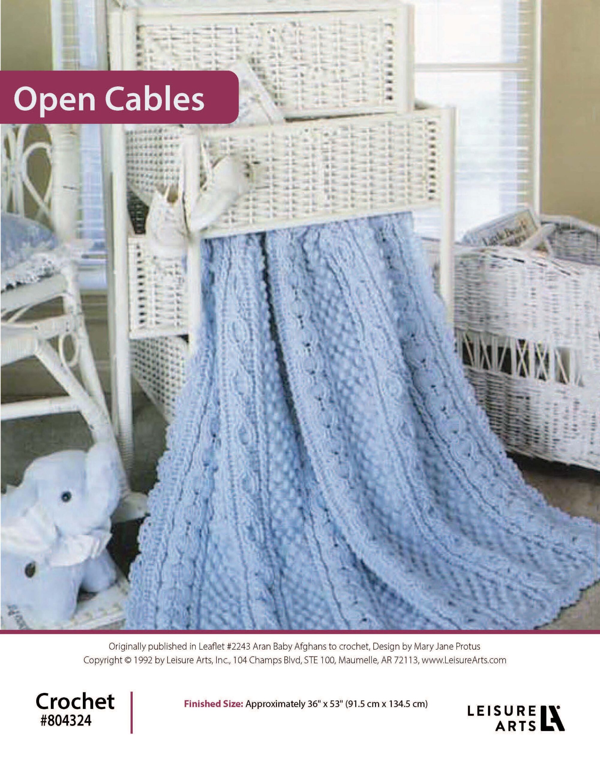 Leisure Arts Aran Baby Afghan Open Cables ePatterns
